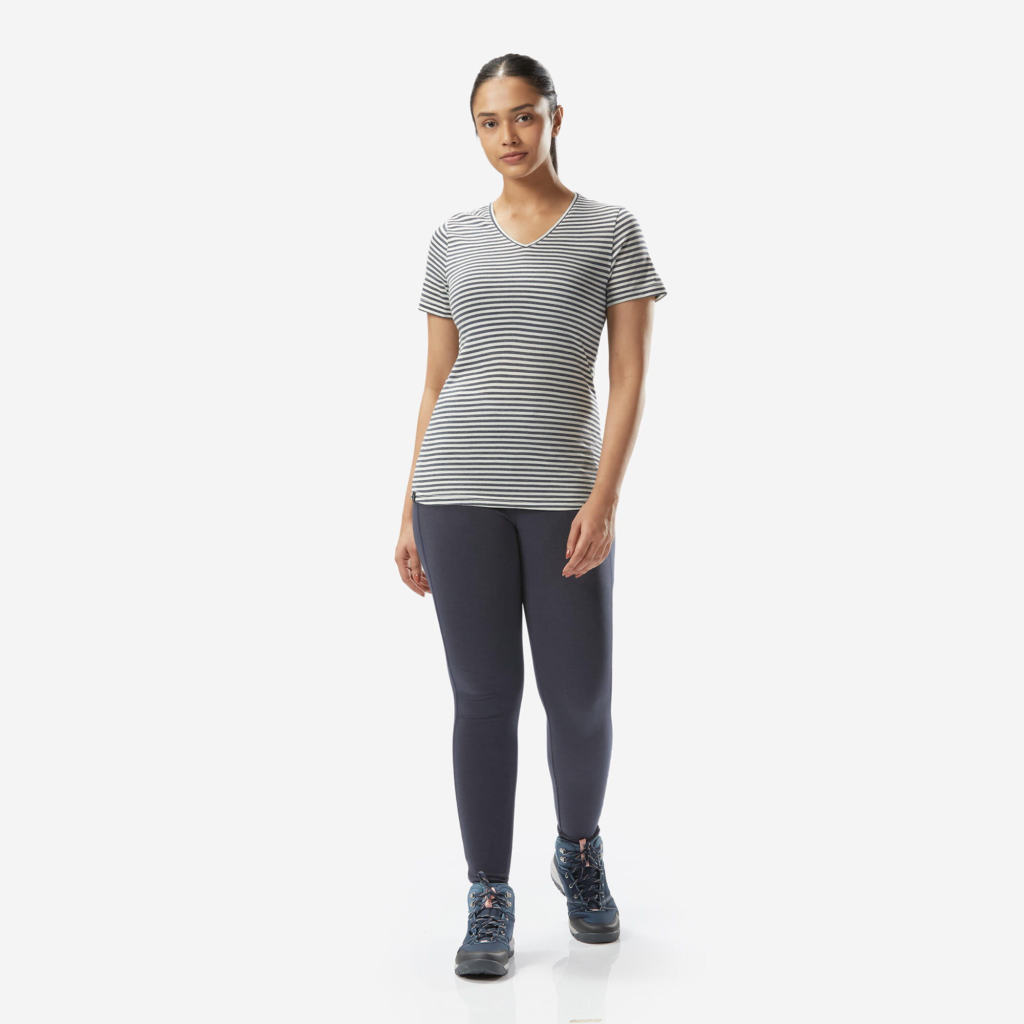 Camiseta de montaña y trekking manga corta  lana merino Mujer Forclaz Fresh 3/5