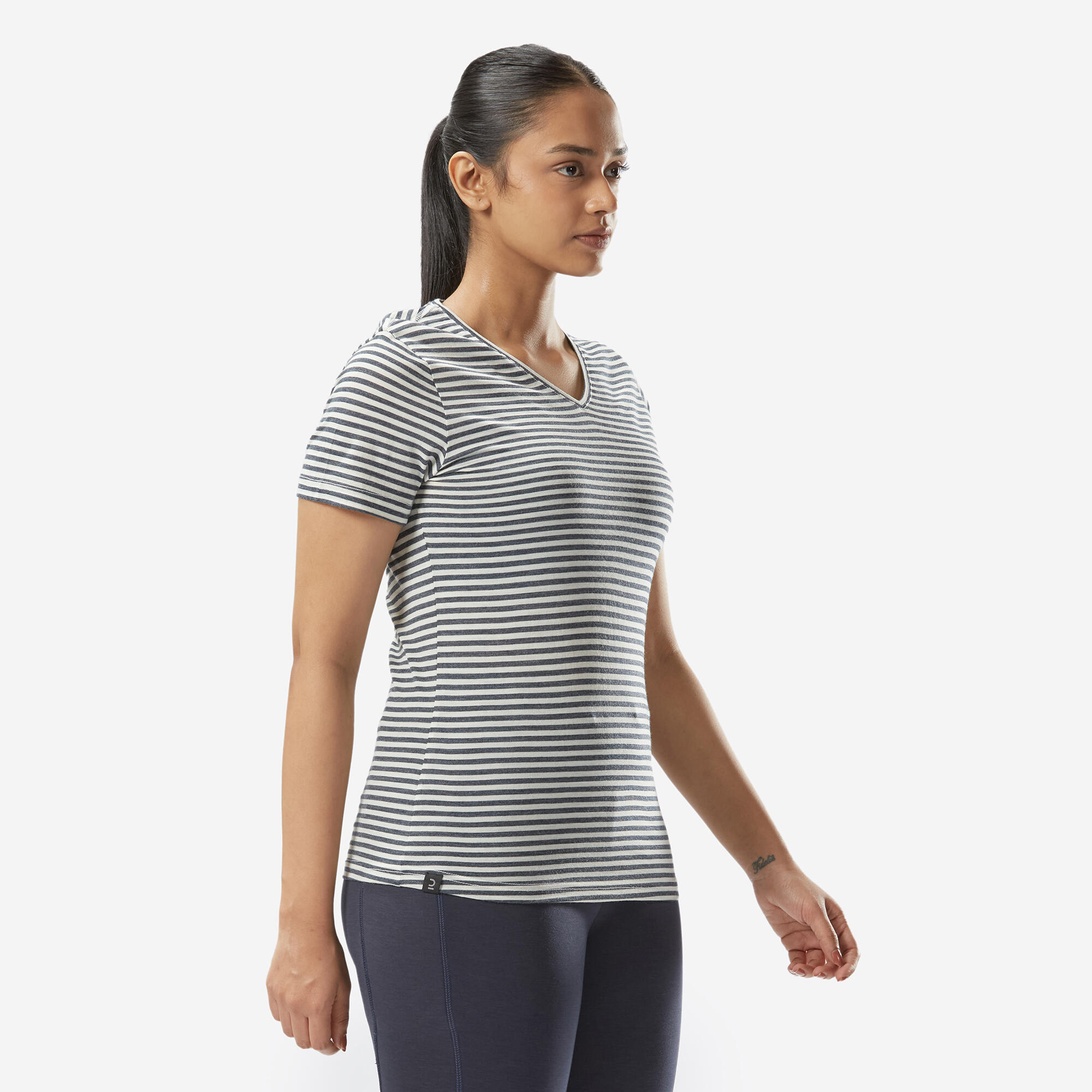 SIMOND Camiseta de montaña y trekking manga corta  lana merino Mujer Forclaz Fresh