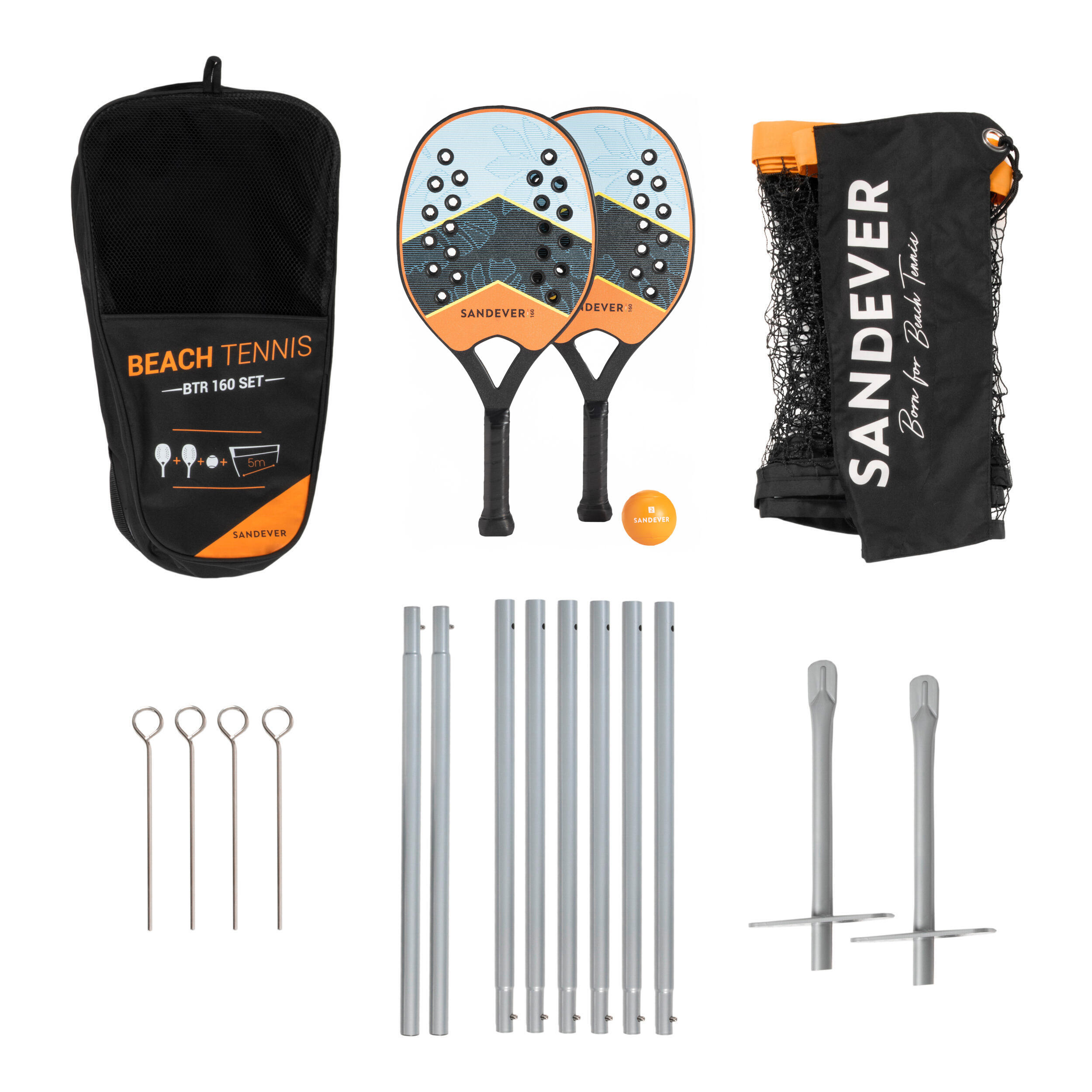 SANDEVER Beach Tennis Racket Set and Net BTR 160 + Net OV