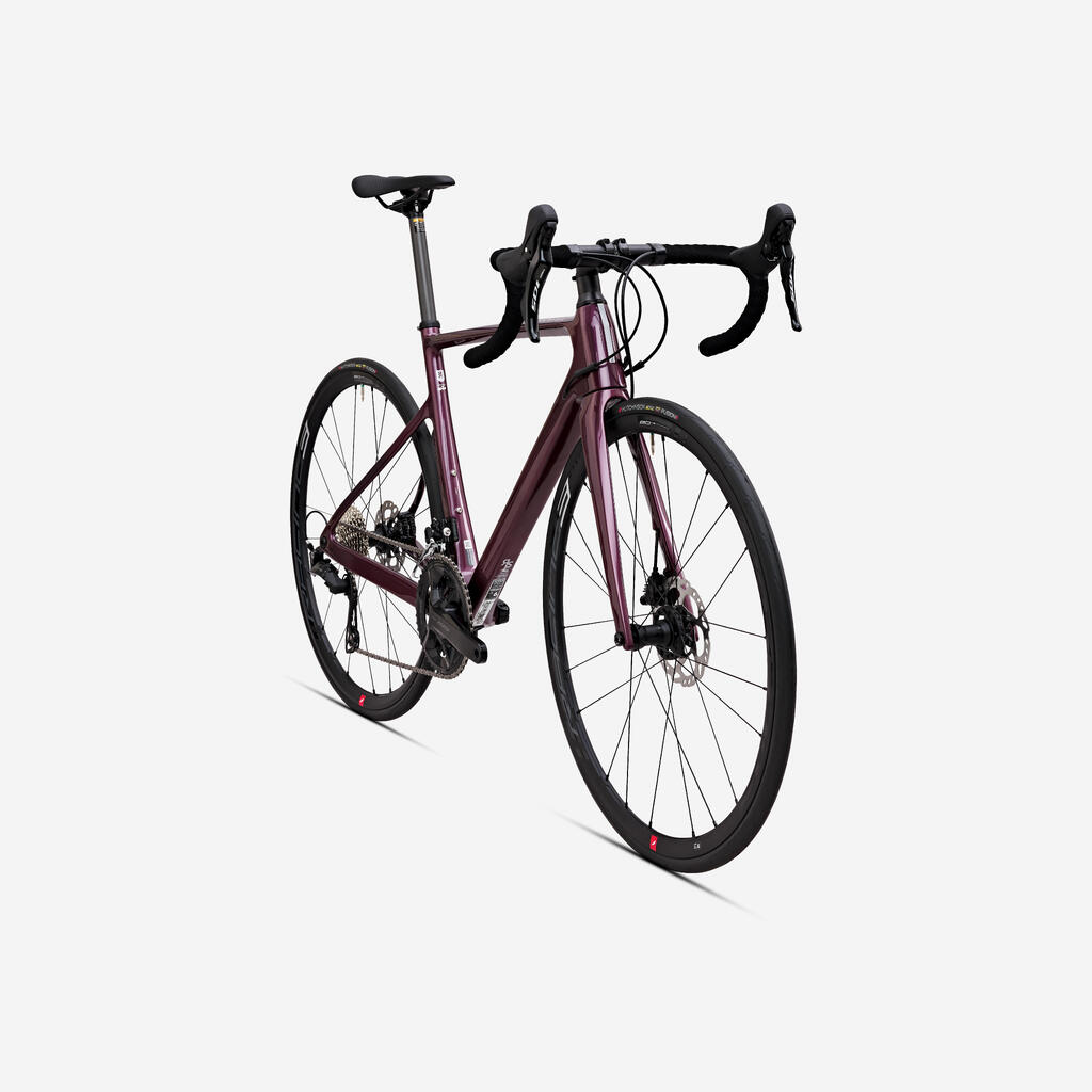 Dámsky cestný bicykel EDR CF Shimano 105 12 rýchlostí bordový