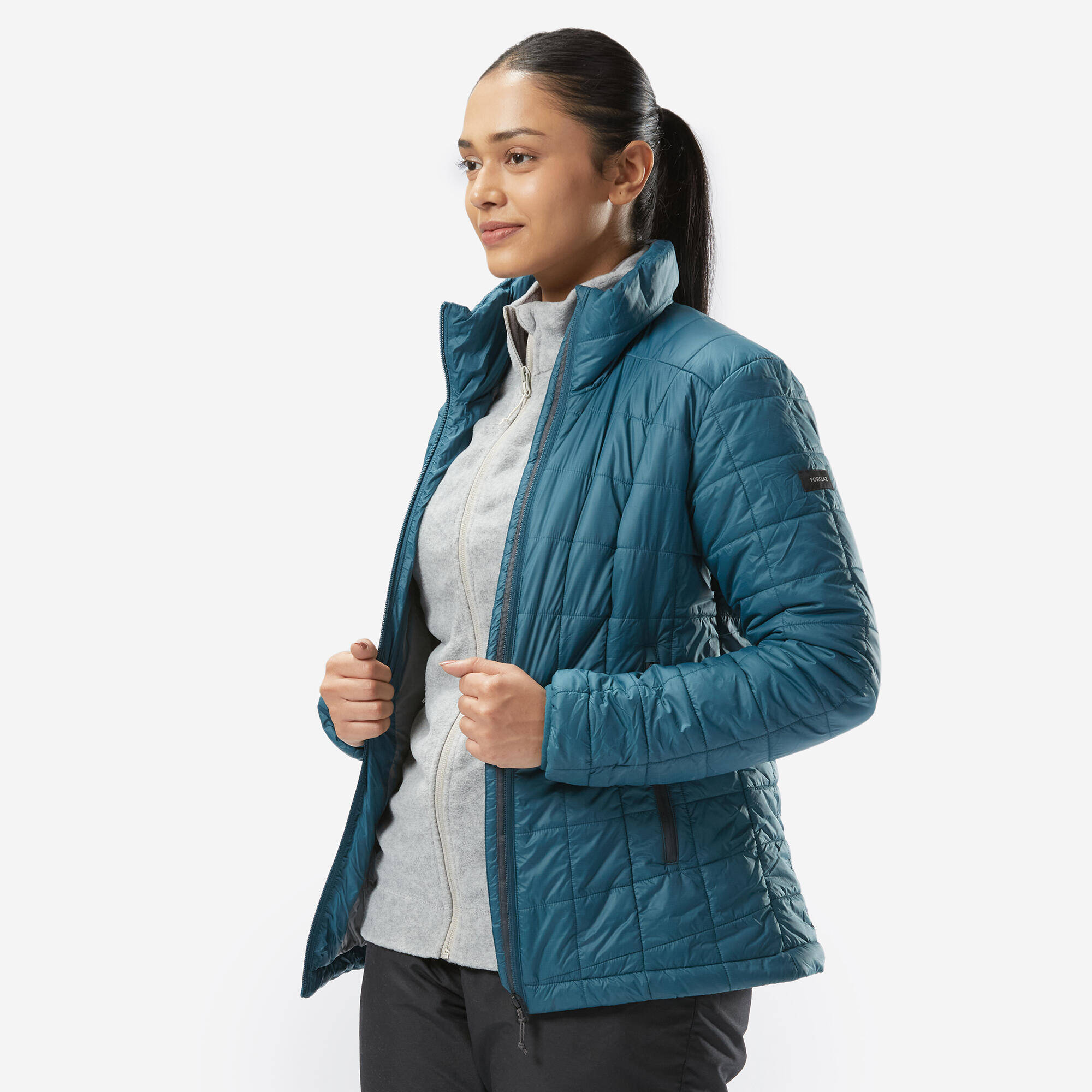Women’s synthetic mountain trekking padded jacket - MT100 -5°C - Blue -  2