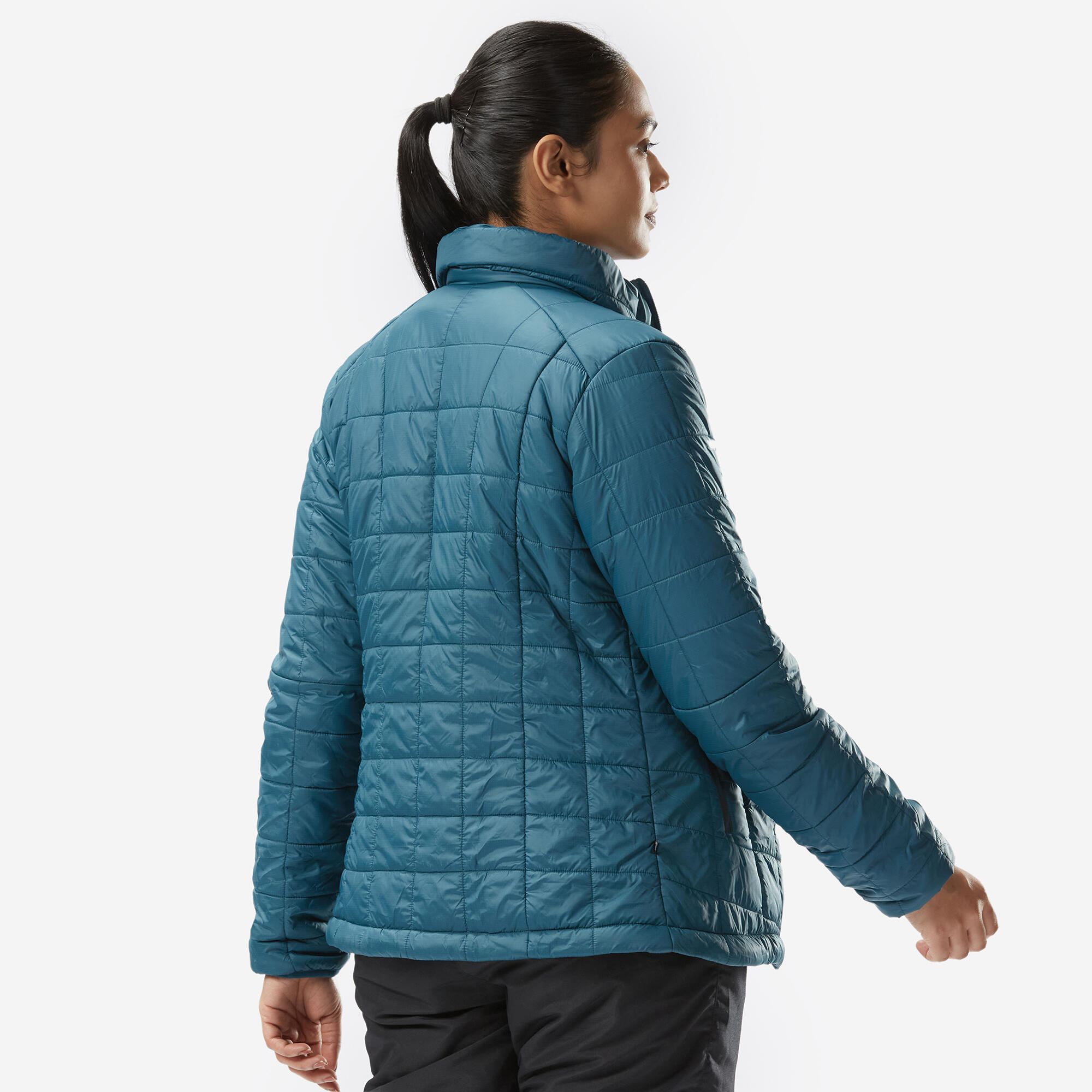 Women’s synthetic mountain trekking padded jacket MT100 -5°C Blue