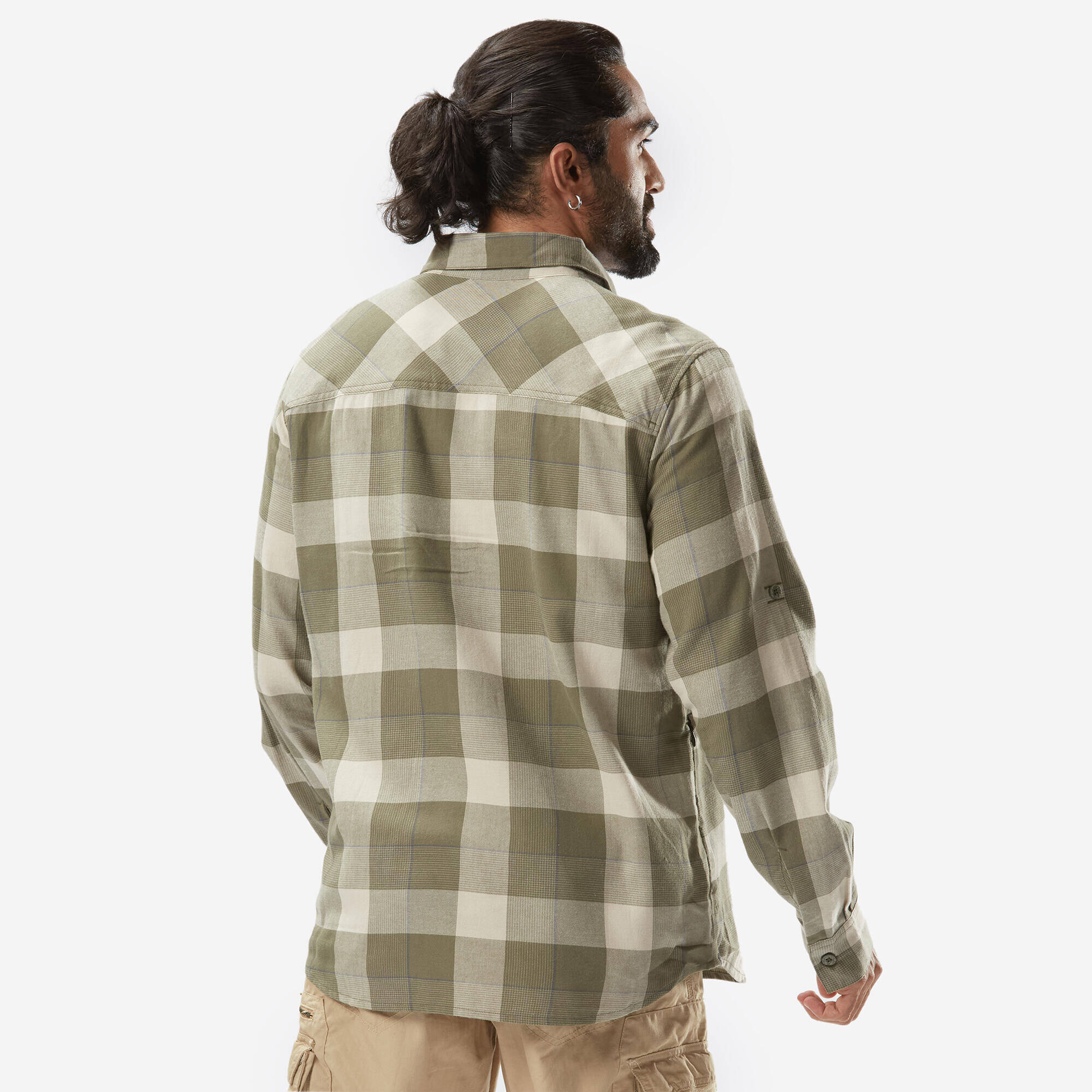 Men Checked Full Sleeve Light Flannel Shirt Green - Travel 500 -  4