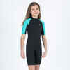 Bērnu “Yulex 100®” īsais hidrotērps, 1,5 mm, melns/tirkīza