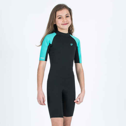 
      Kratko odijelo za surfanje 1,5 mm Yulex® 100 dječje crno-tirkizno
  
