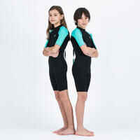 Kids' surfing shorty suit 1.5 mm YULEX100 ® black turquoise