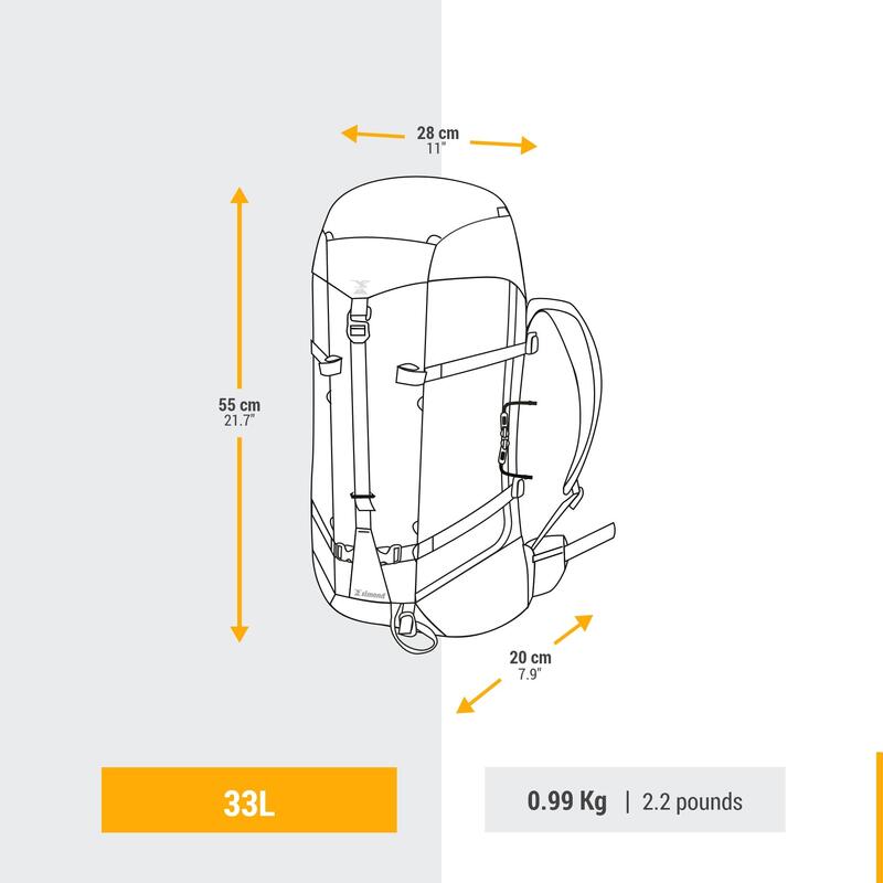 Rugzak voor bergbeklimmen 33 liter Alpinism 33 framboos