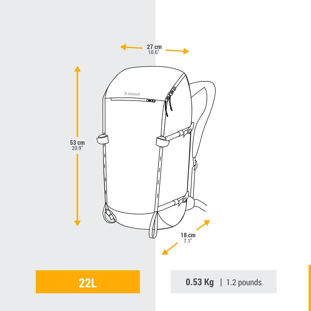 Alpīnisma mugursoma “Mountaineering 22”, 22 litri, zaļa un zila