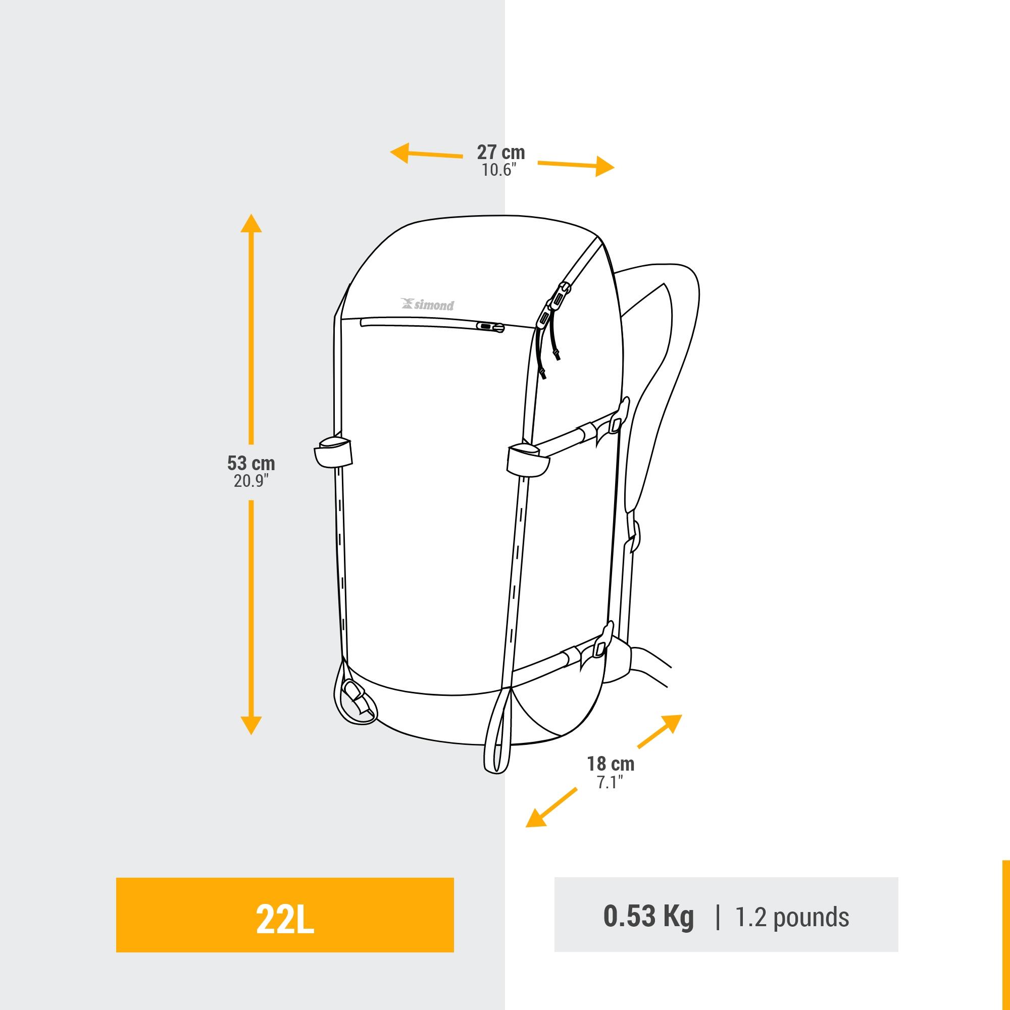 22-litre mountaineering backpack ALPINISM 22 - BURGUNDY 3/11