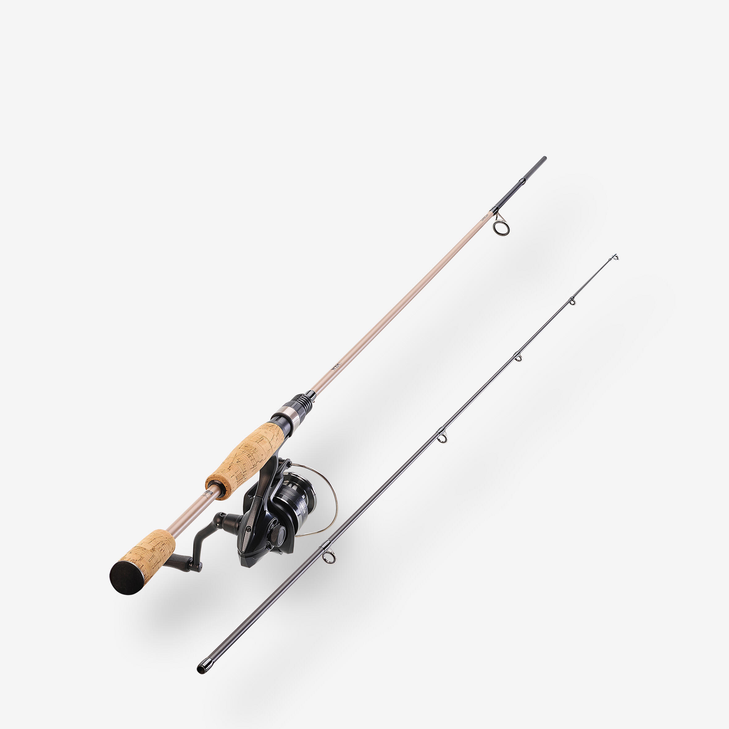 Portable Winter Ice Fishing Rod Tackle Gear Spinning Hard Rod Fish Reels Pole, Beige