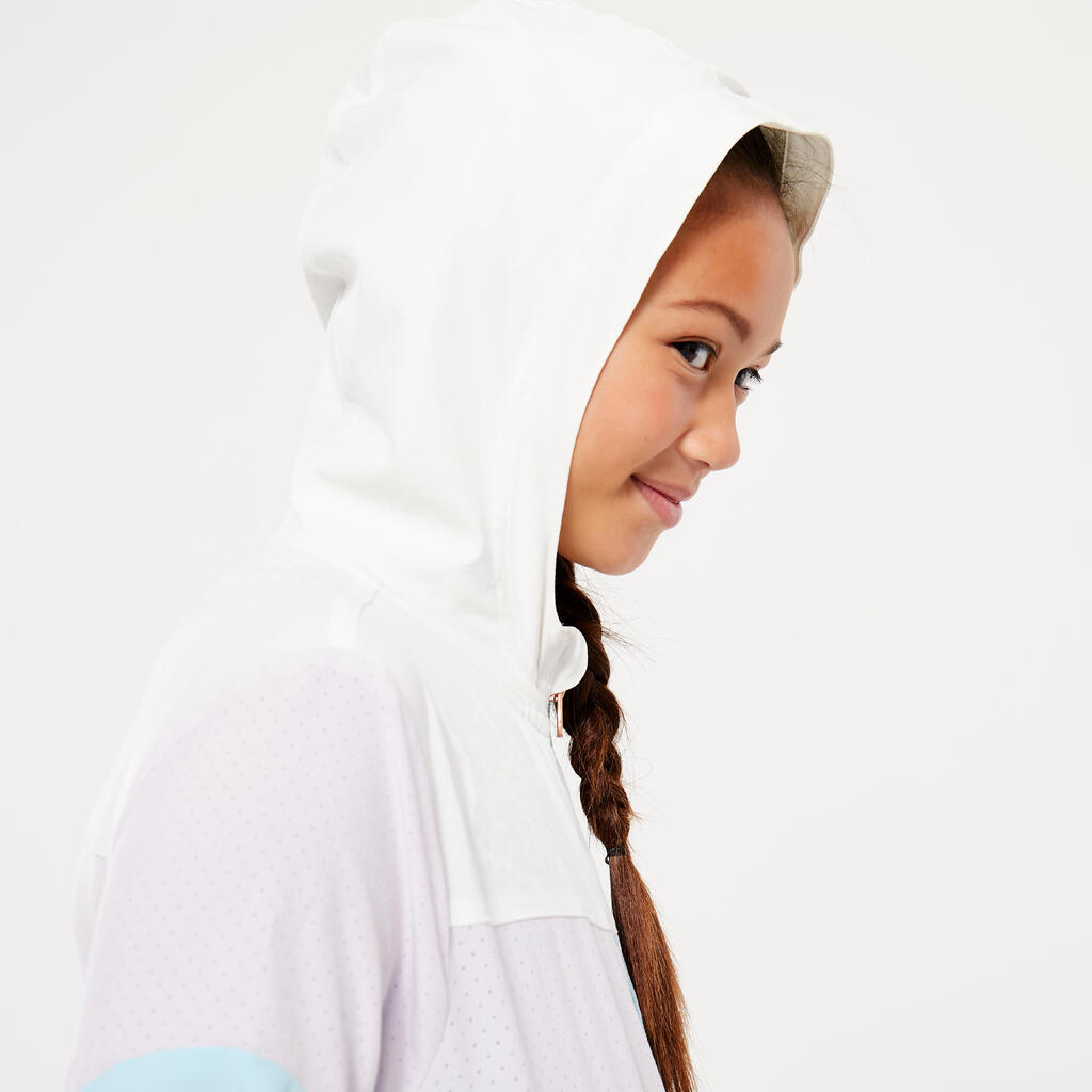 Veste multisport légère et respirante fille, Bleu blanc mauve