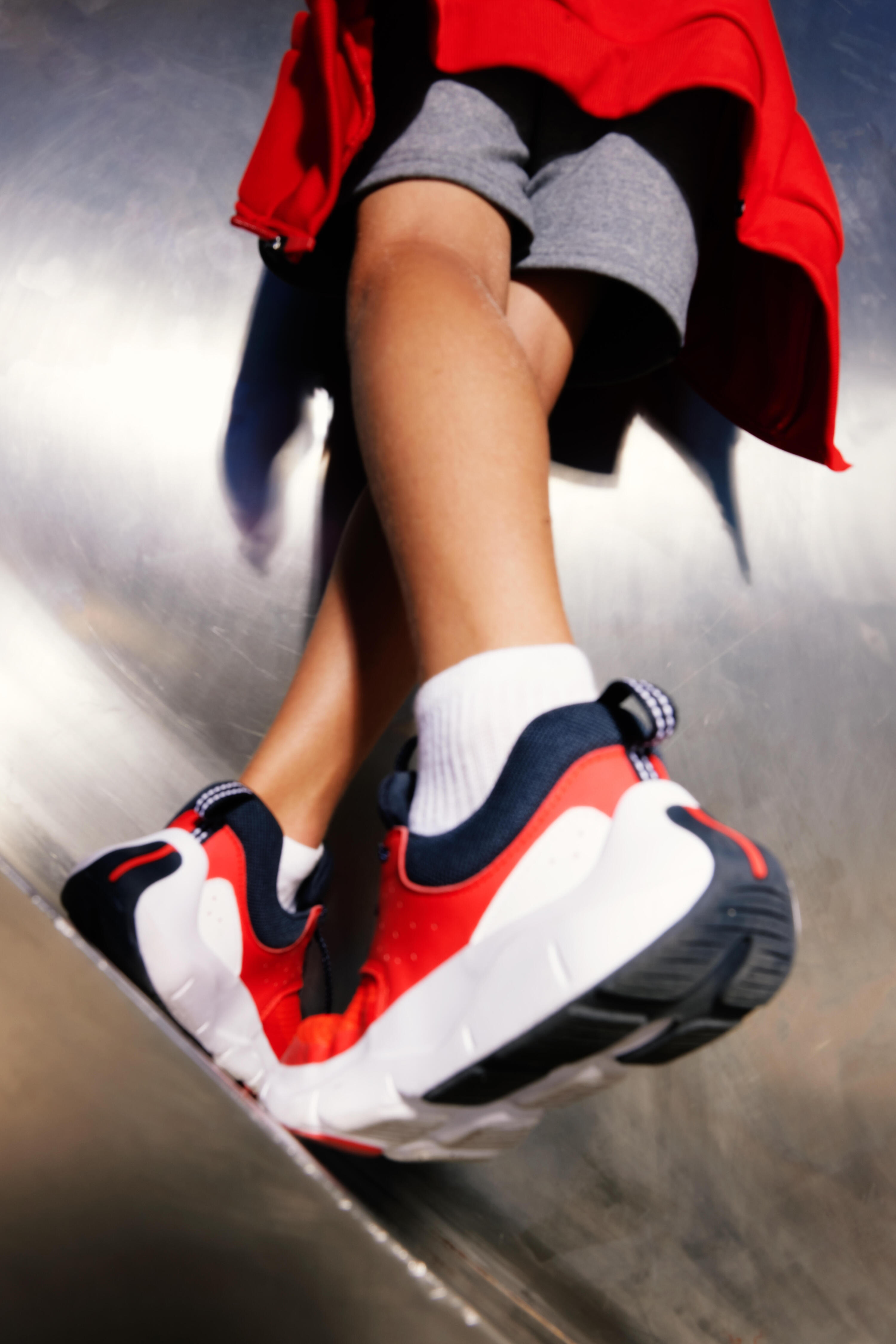 Chaussures à scratch et lacets élastiques légères enfant, Playful Fast Rouge 8/10
