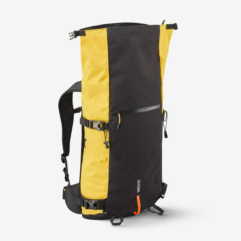 Rugzak voor freeride skiën en snowboarden rolltop Robust Freeride 30 l geel