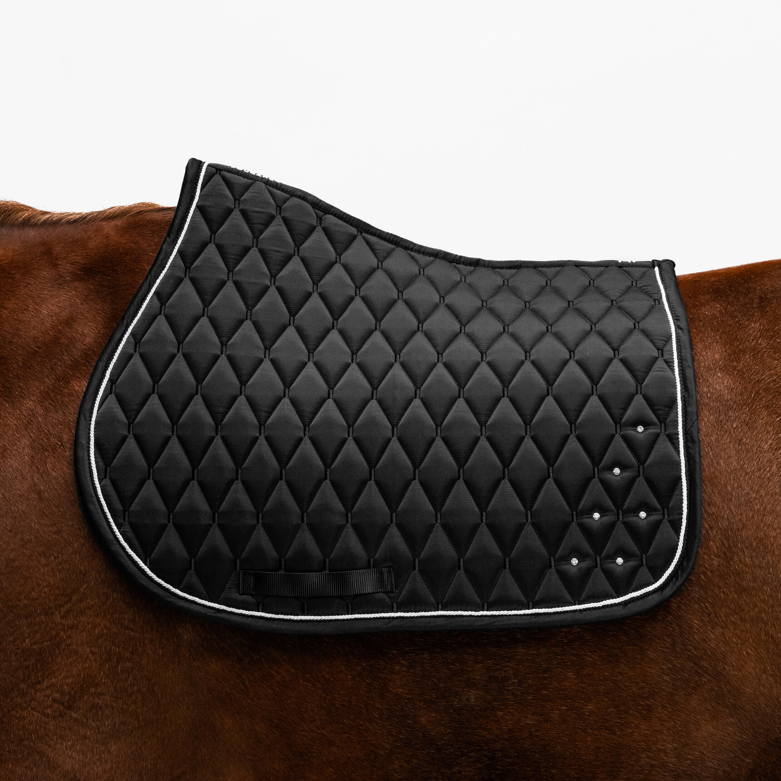 FOUGANZA Horse Riding Rhinestone Saddle Cloth for Horse and Pony 500 - Black