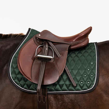 Horse Riding Rhinestone Saddle Cloth for Horse and Pony 500 - Green