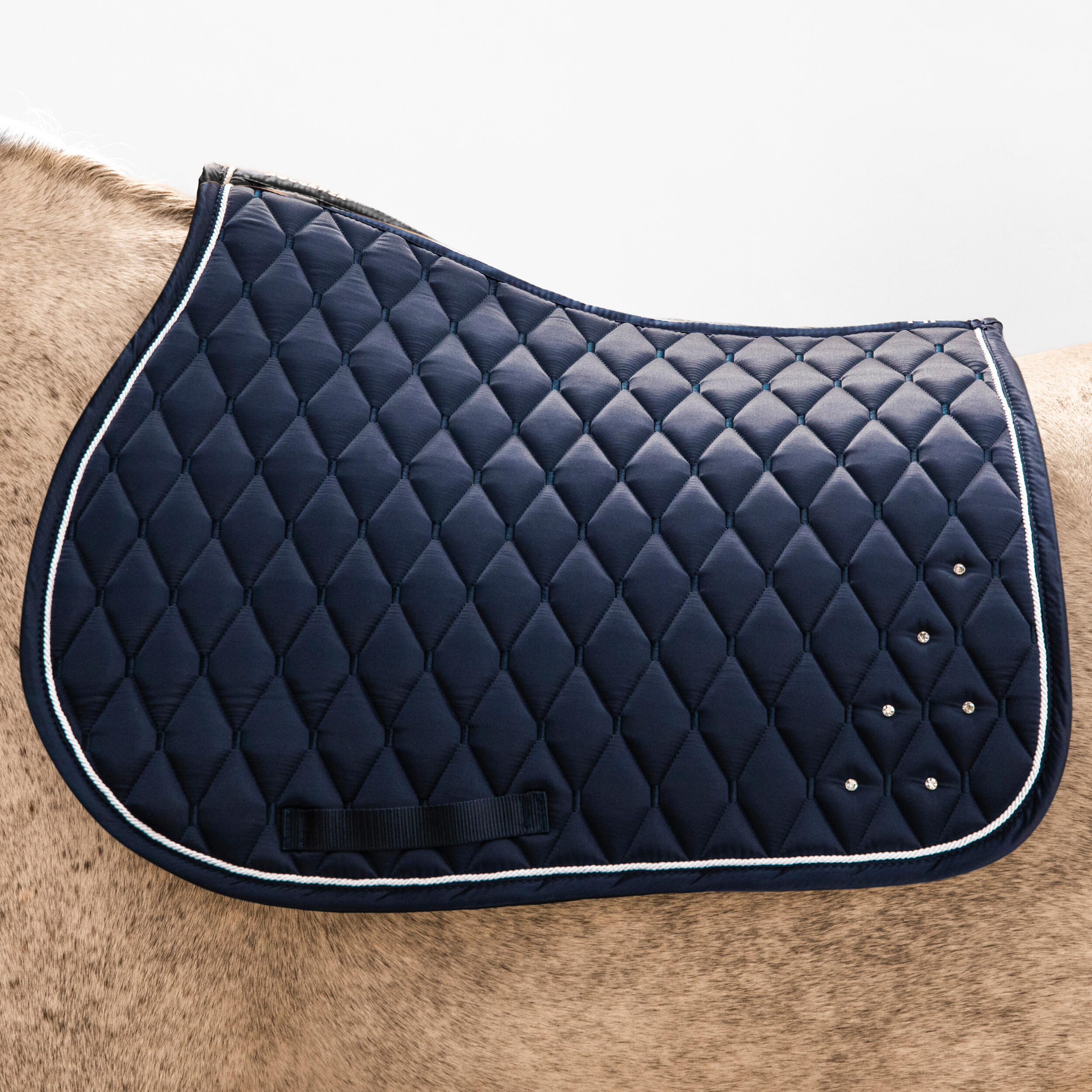 Tapis de selle équitation strass Cheval et Poney - 500 marine 1/4
