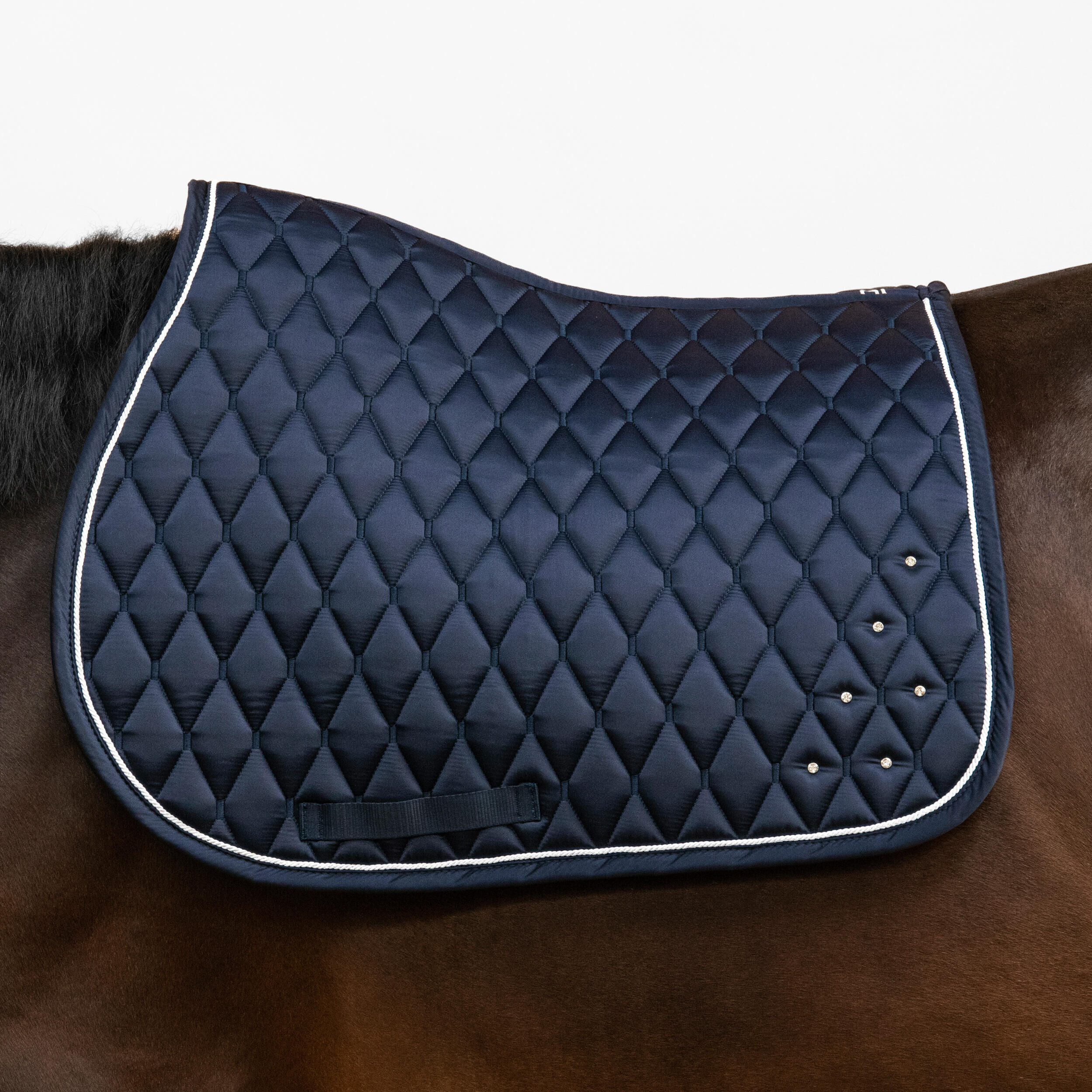 FOUGANZA Horse and Pony Riding Rhinestone Saddle Cloth 500 - Navy