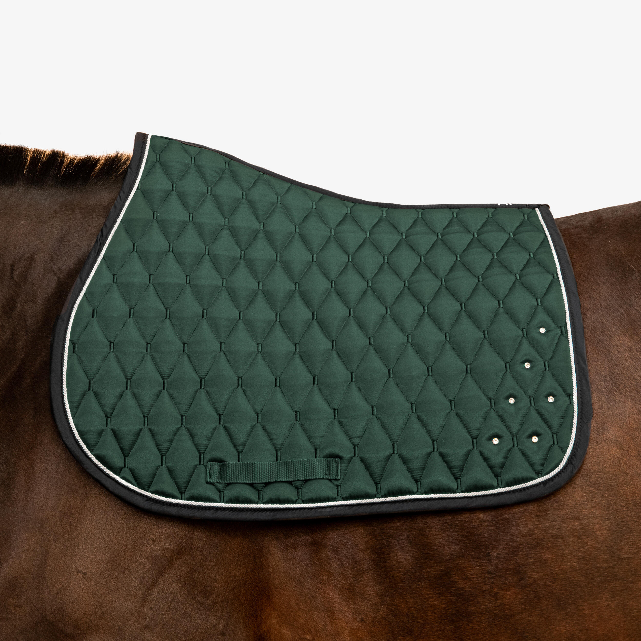 FOUGANZA Horse Riding Rhinestone Saddle Cloth for Horse and Pony 500 - Green