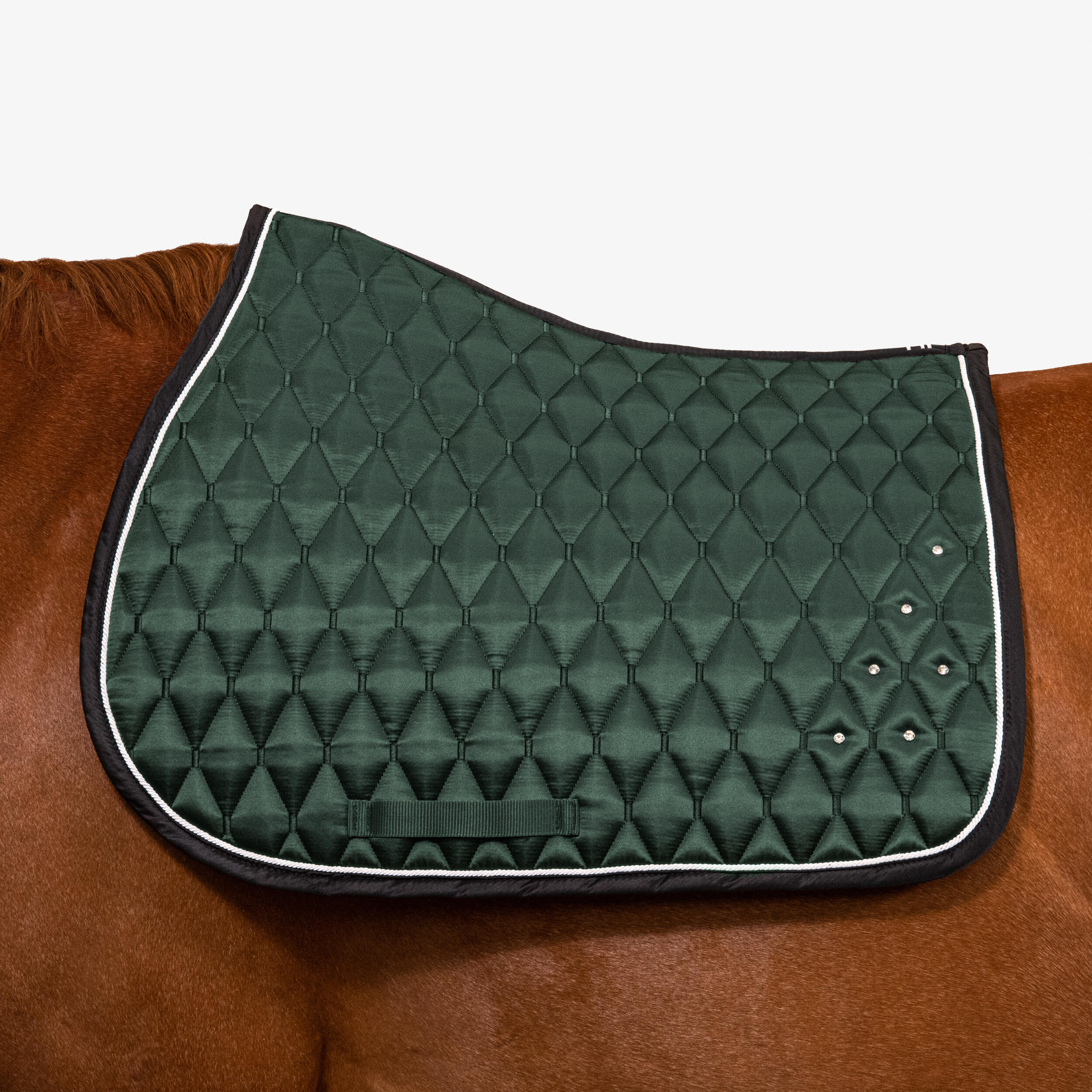 Horse Riding Rhinestone Saddle Cloth for Horse and Pony 500 - Green 1/5