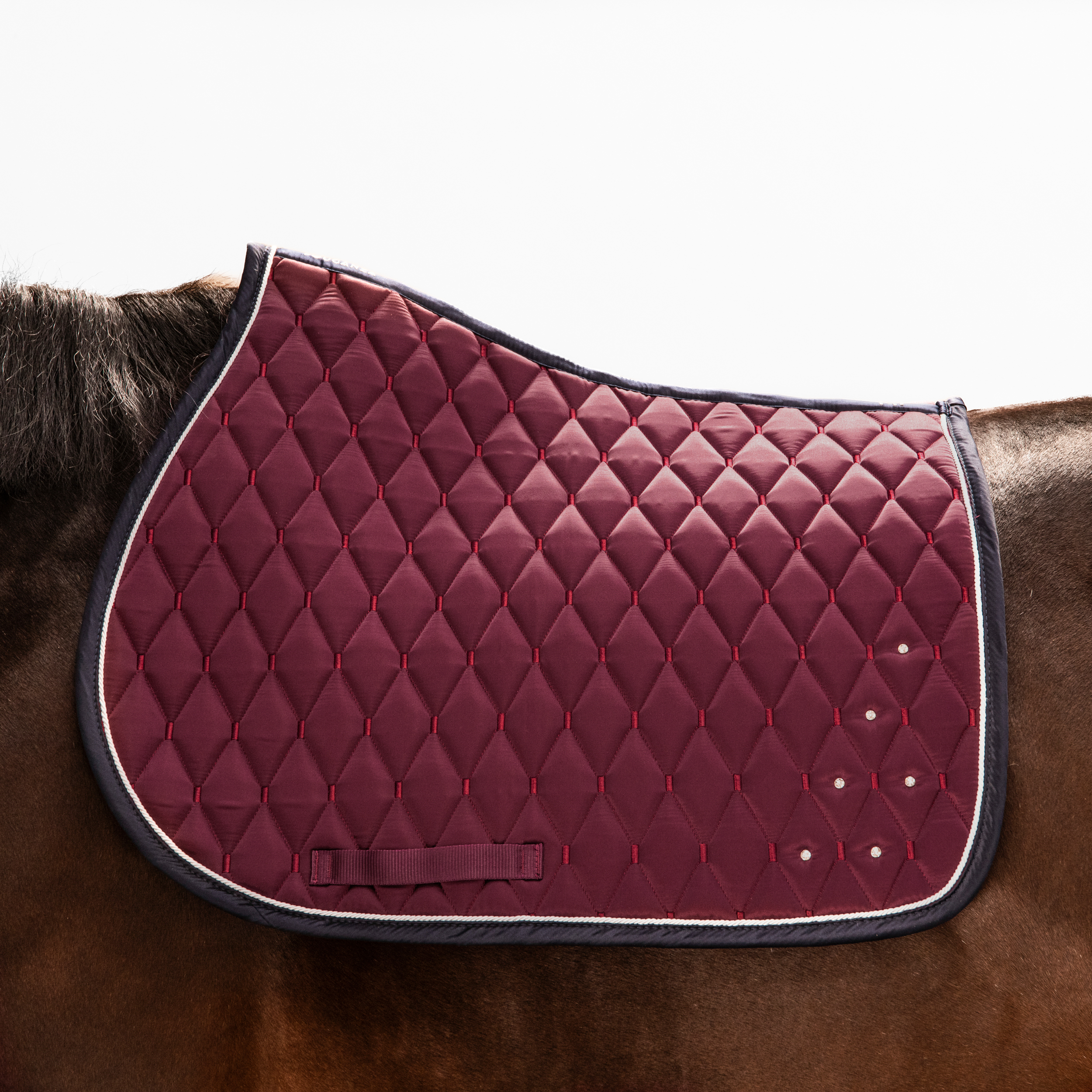 Tapis de selle équitation strass Cheval et Poney - 500 bordeaux