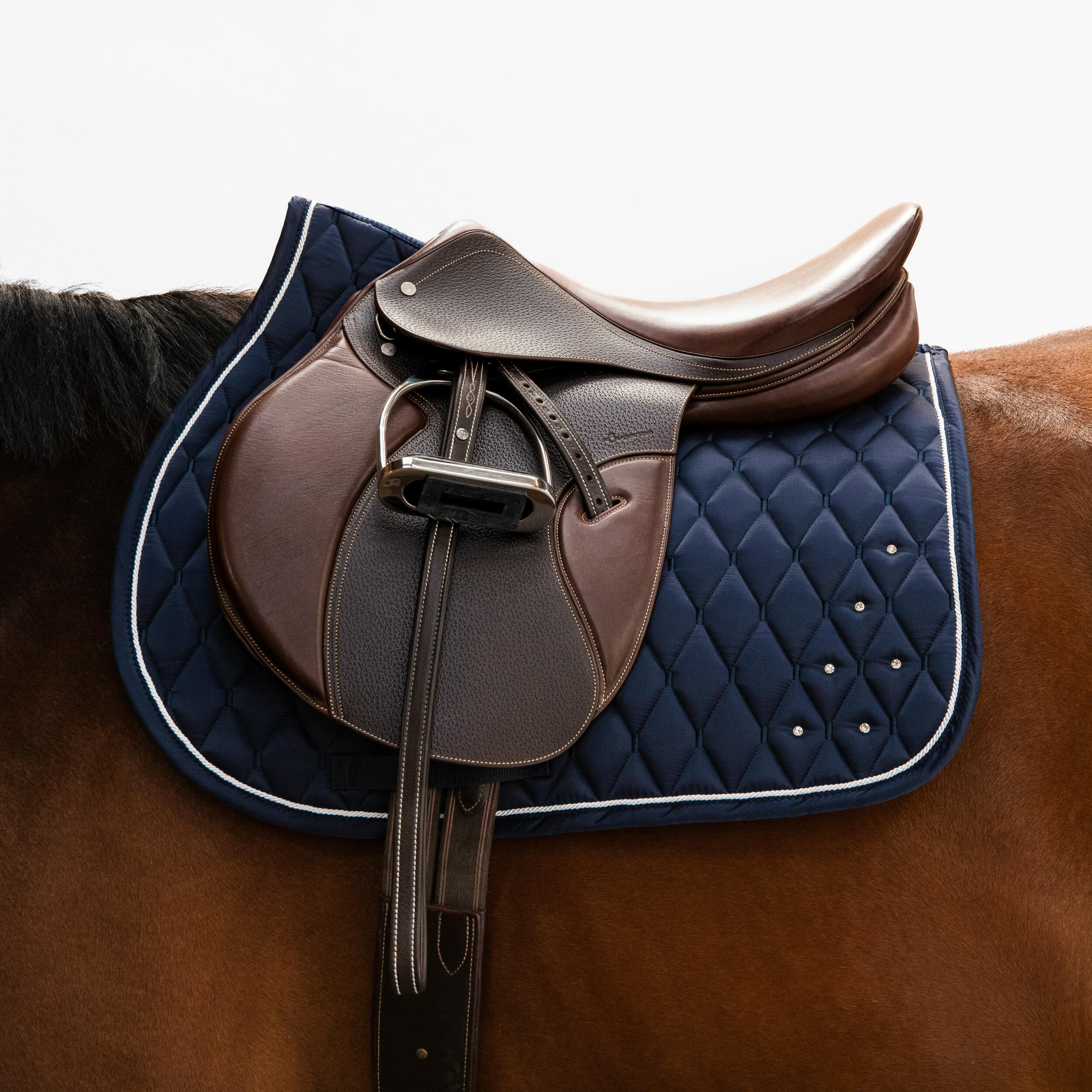 Tapis de selle d'équitation pour cheval & poney - 500 strass bleu - FOUGANZA