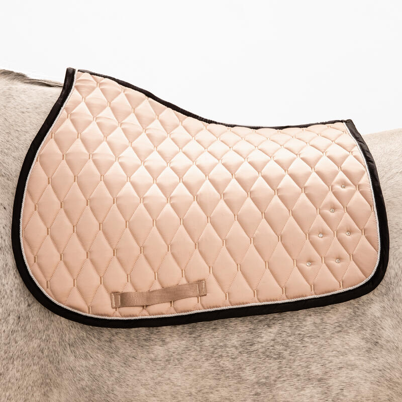 Tapis de selle équitation strass Cheval et Poney - 500 beige nougat