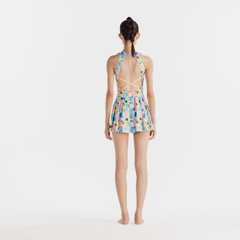 Women's 1-piece skirt swimsuit - CN Amber - GEO PINK