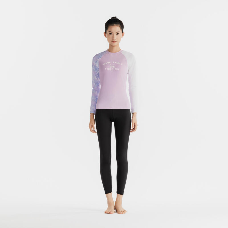 Women's surfing UV top 100 SLIM PRINT PURPLE PALM