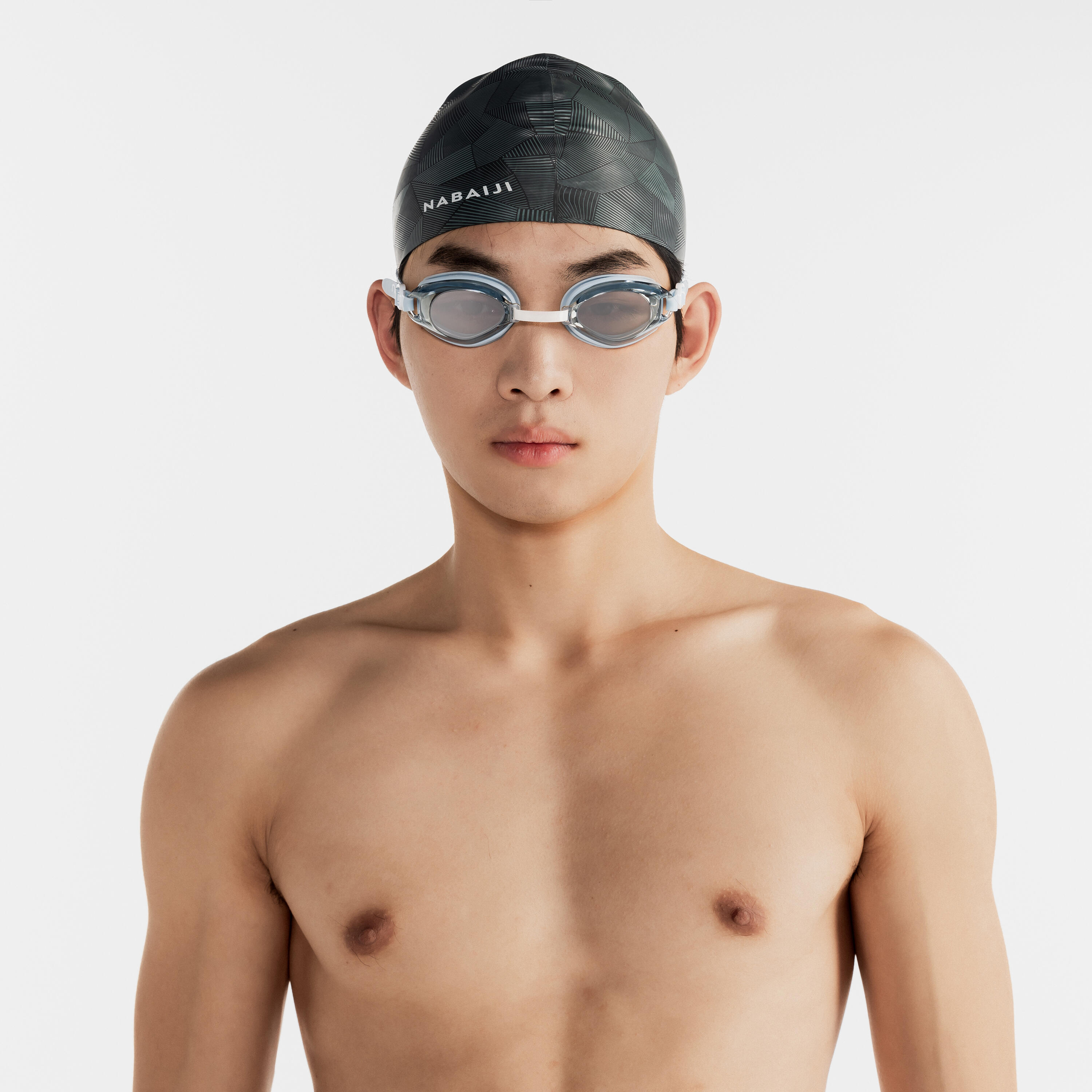 Adult Swimming Cap Silicone 56-60 Cm Geol black green