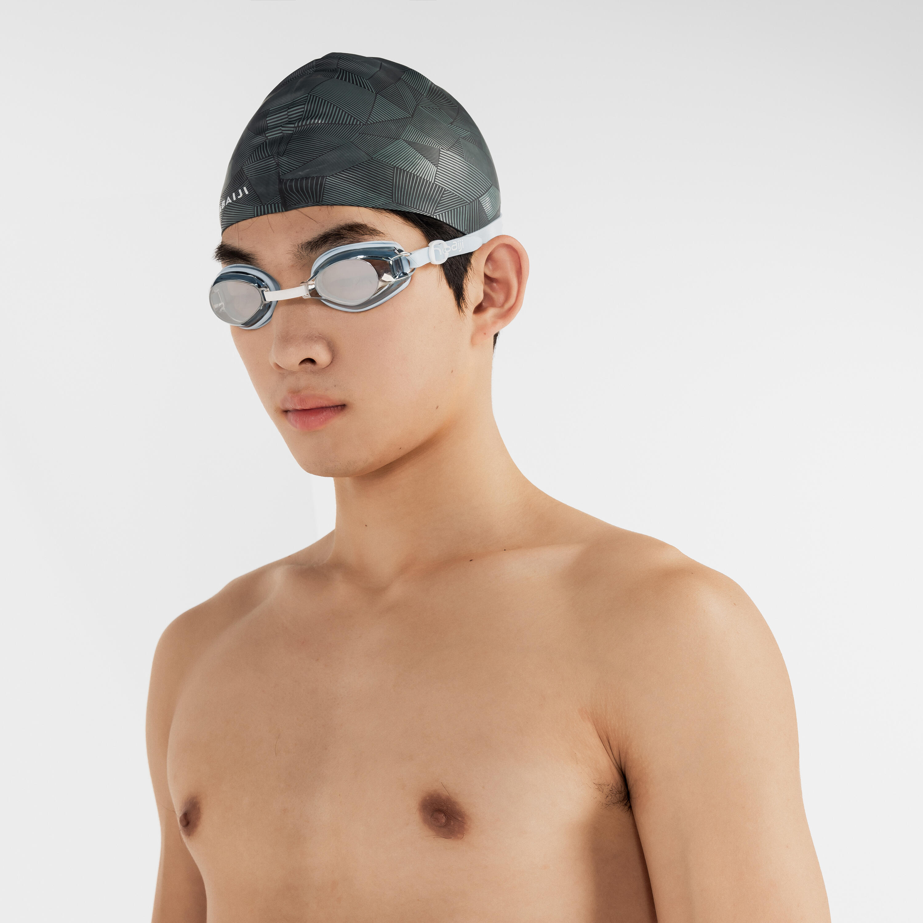 Adult Swimming Cap Silicone 56-60 Cm Geol black green