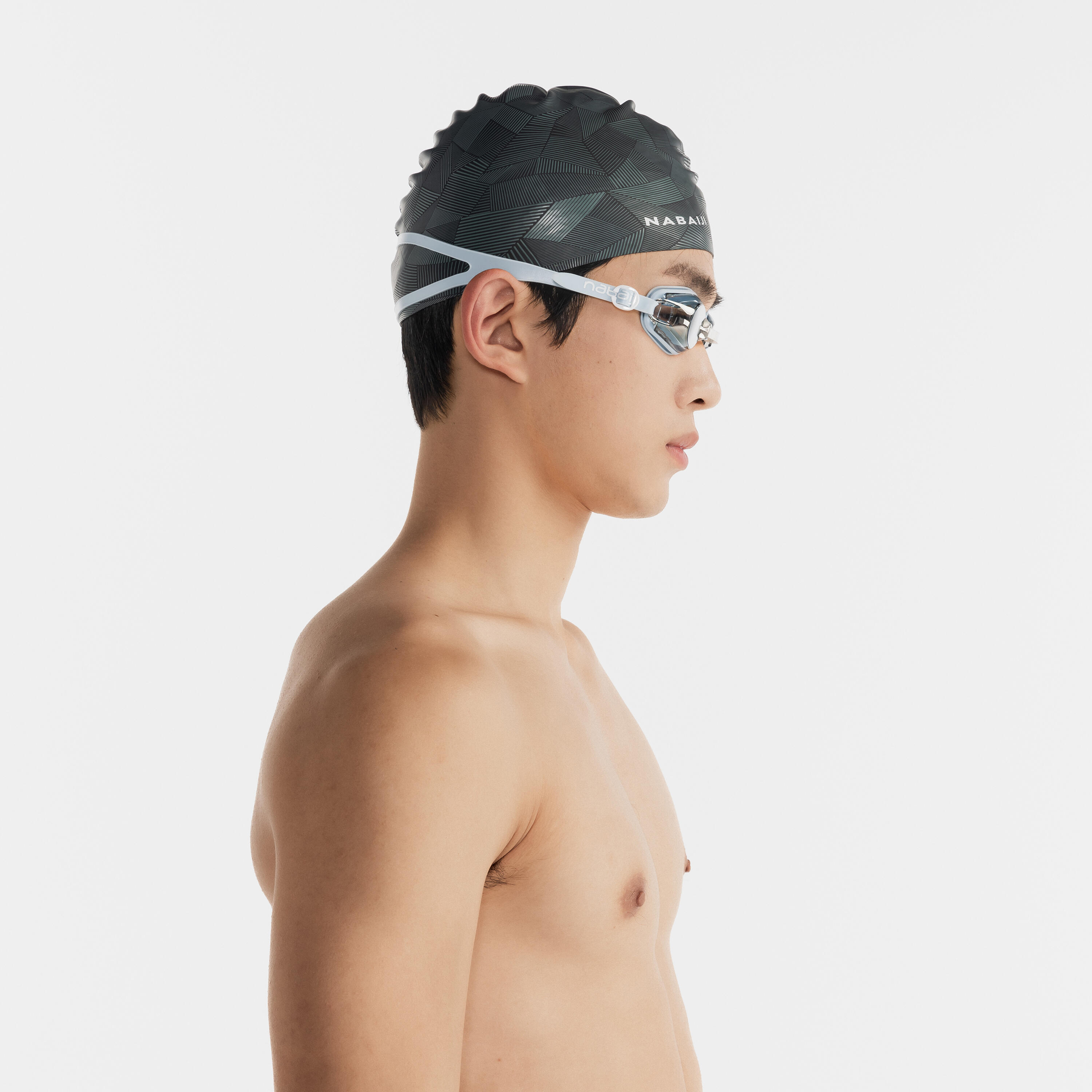 Adult Swimming Cap Silicone 56-60 Cm Geol black green