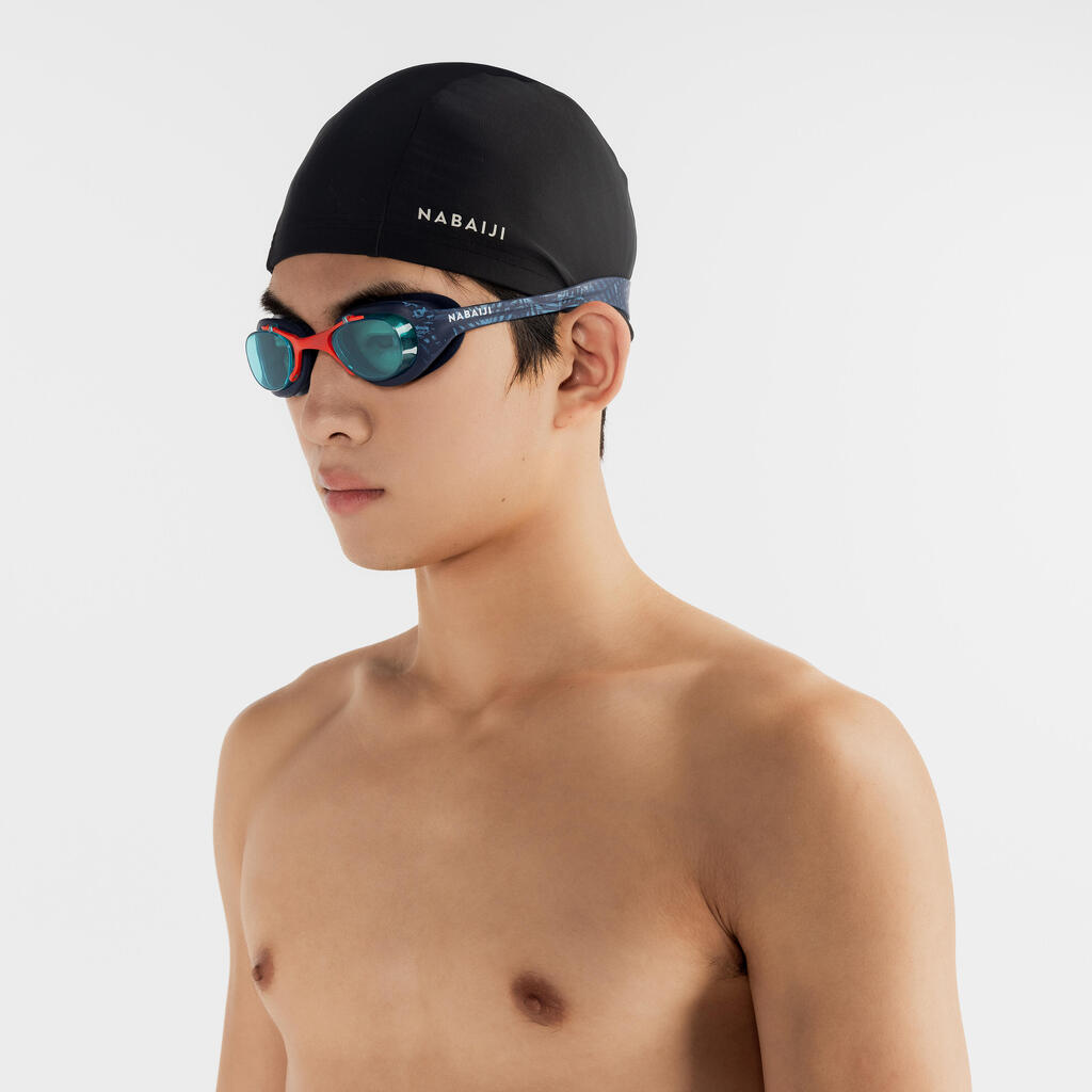 Mesh swim cap - plain fabric - black