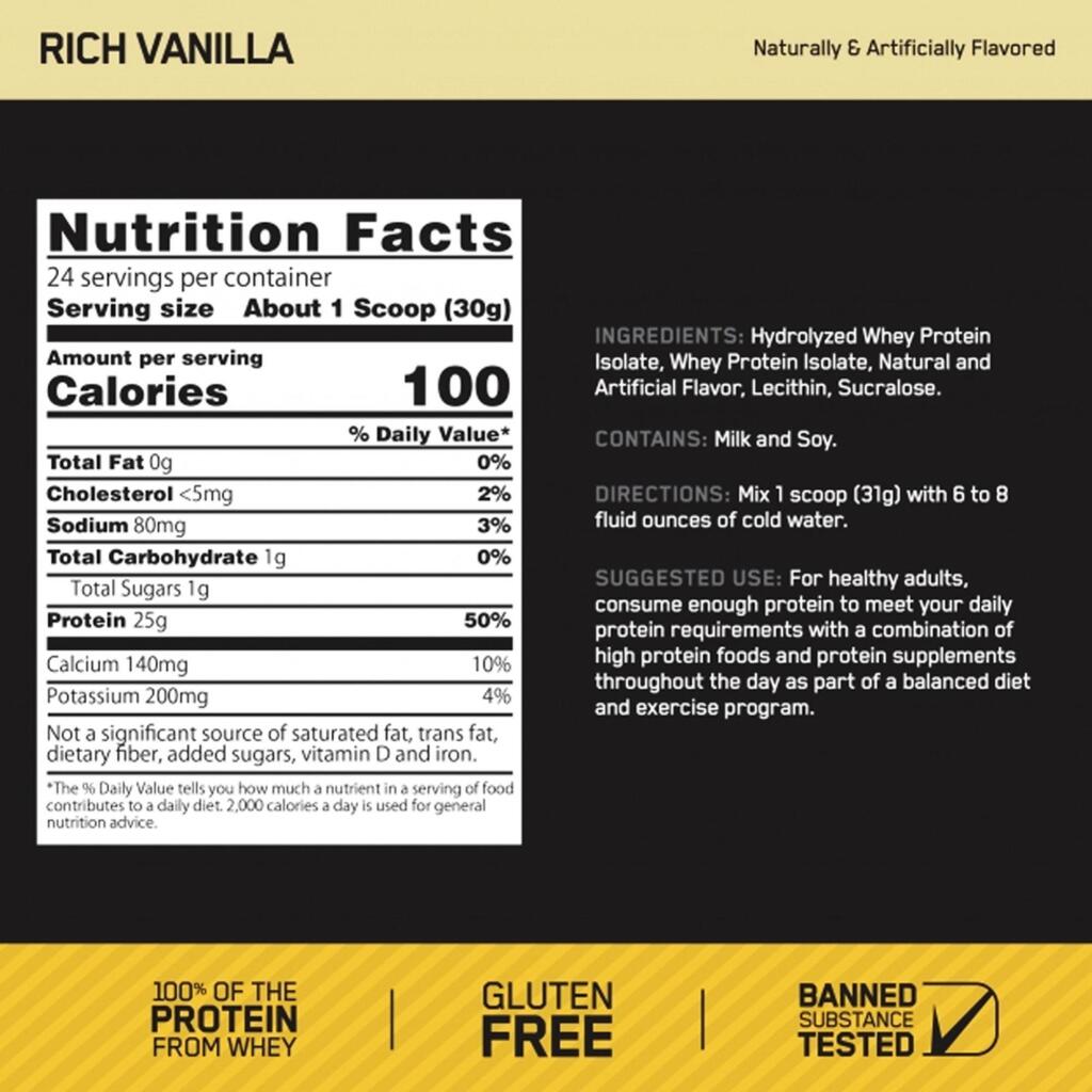 ON Whey Isolate Gold Standard Vanilla 2.2KG