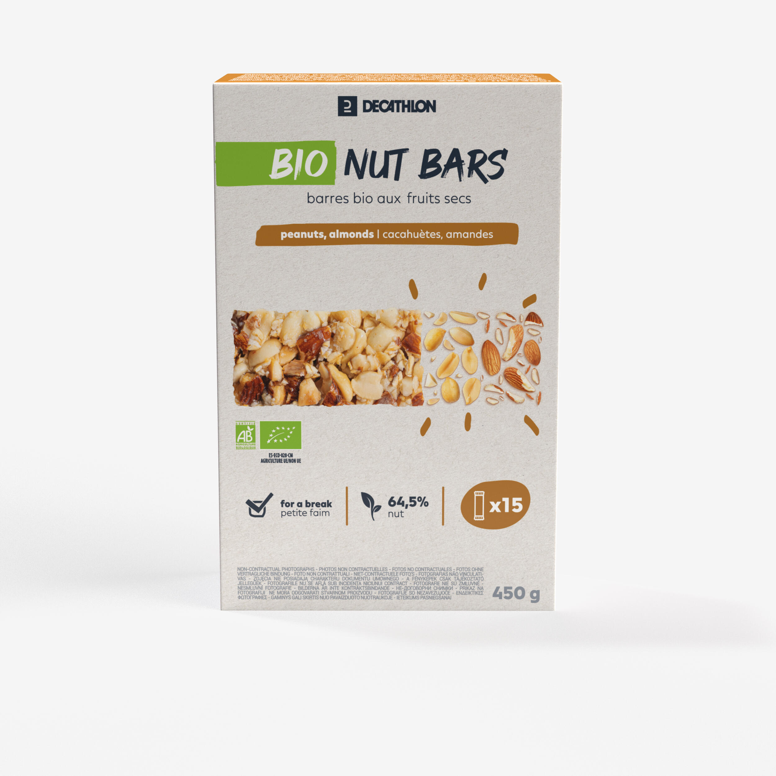 Decathlon - Barres Cacahuètes Et Amandes Bio X15 - Barre De Fruits À Coques - Nutrition Et Soin - - Taille Unique - Decathlon