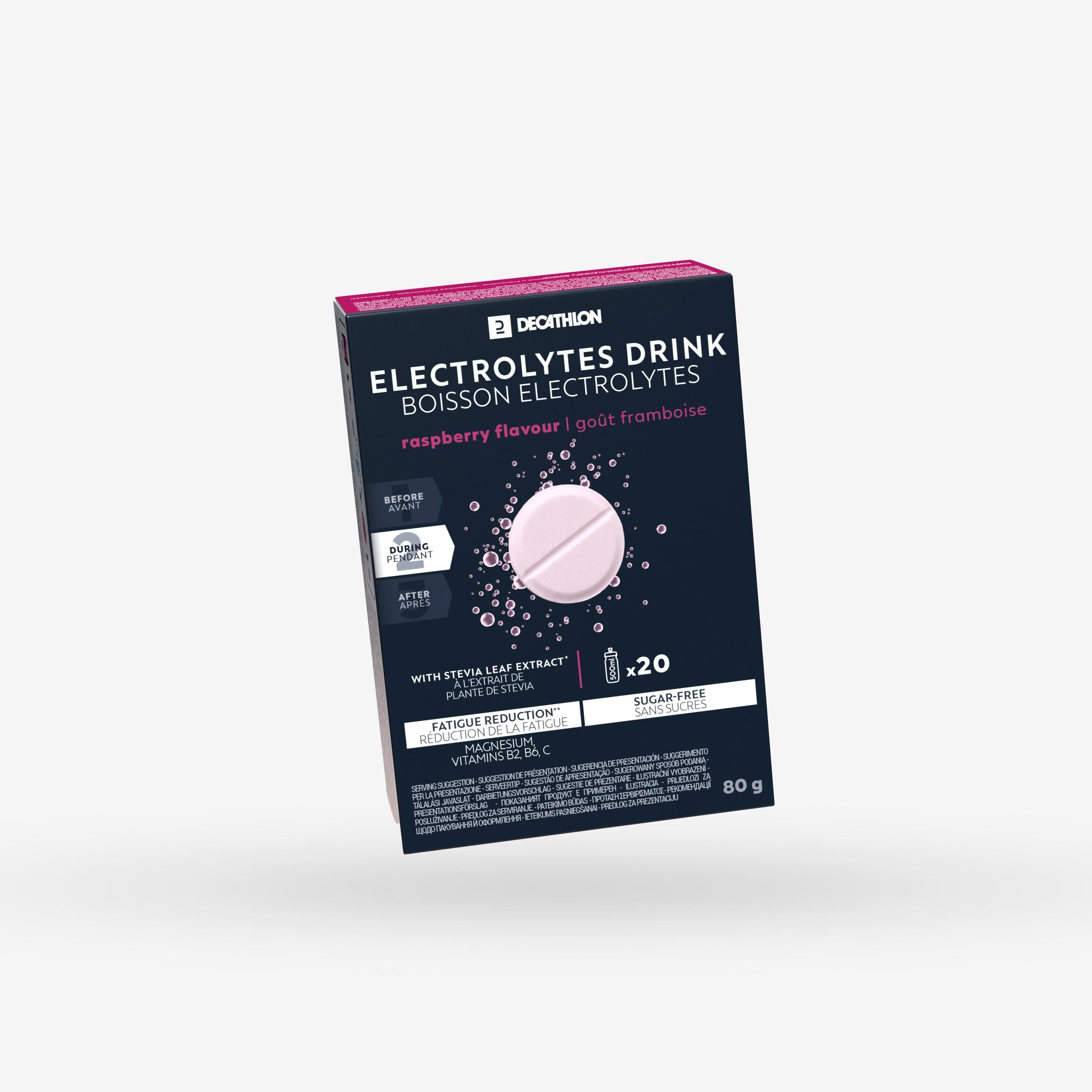 DECATHLON SUGAR-FREE ELECTROLYTES DRINK FIZZY TABLETS - MIXED BERRIES 20X4G
