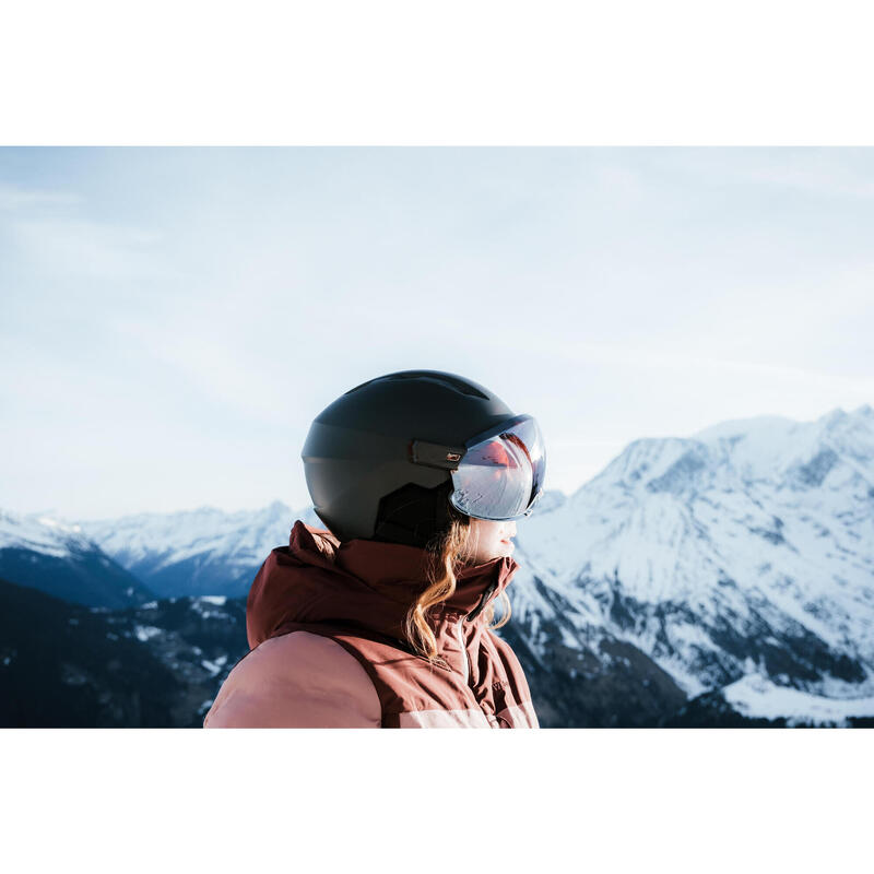 Capacete de ski com viseira adulto - PST 550 cinzento escuro