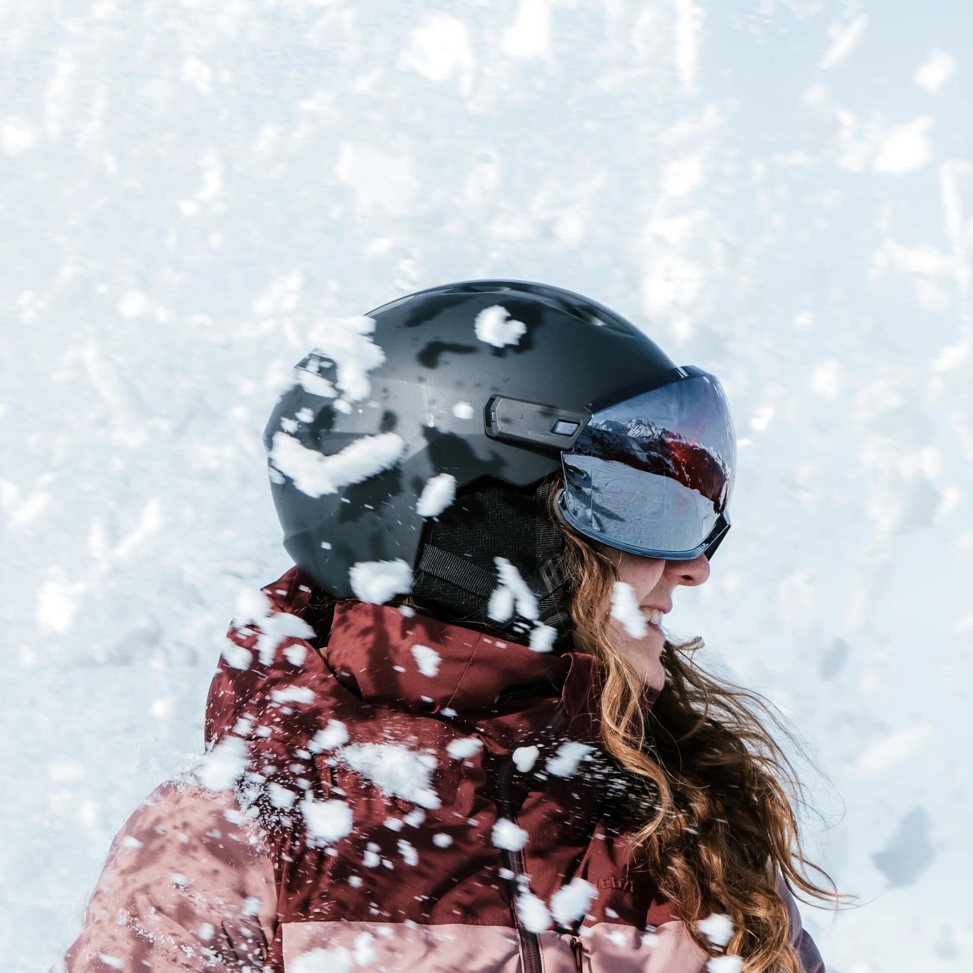 Decathlon ski helmet snow blue sky