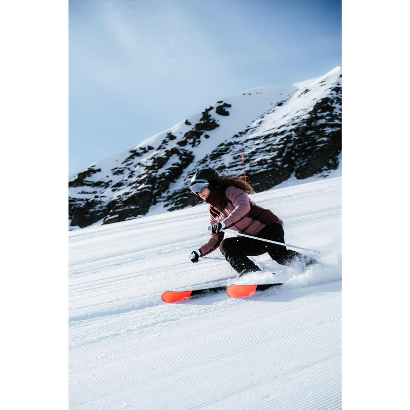 Doudoune de ski chaude et imperméable femme, Warm 900 rose taupe