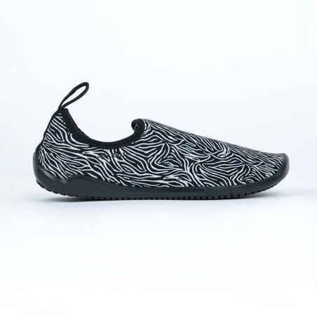 Aquafit Water Shoes Gymshoe Beige Black Zebra Print