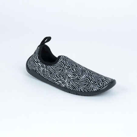 Aquafit Water Shoes Gymshoe Beige Black Zebra Print