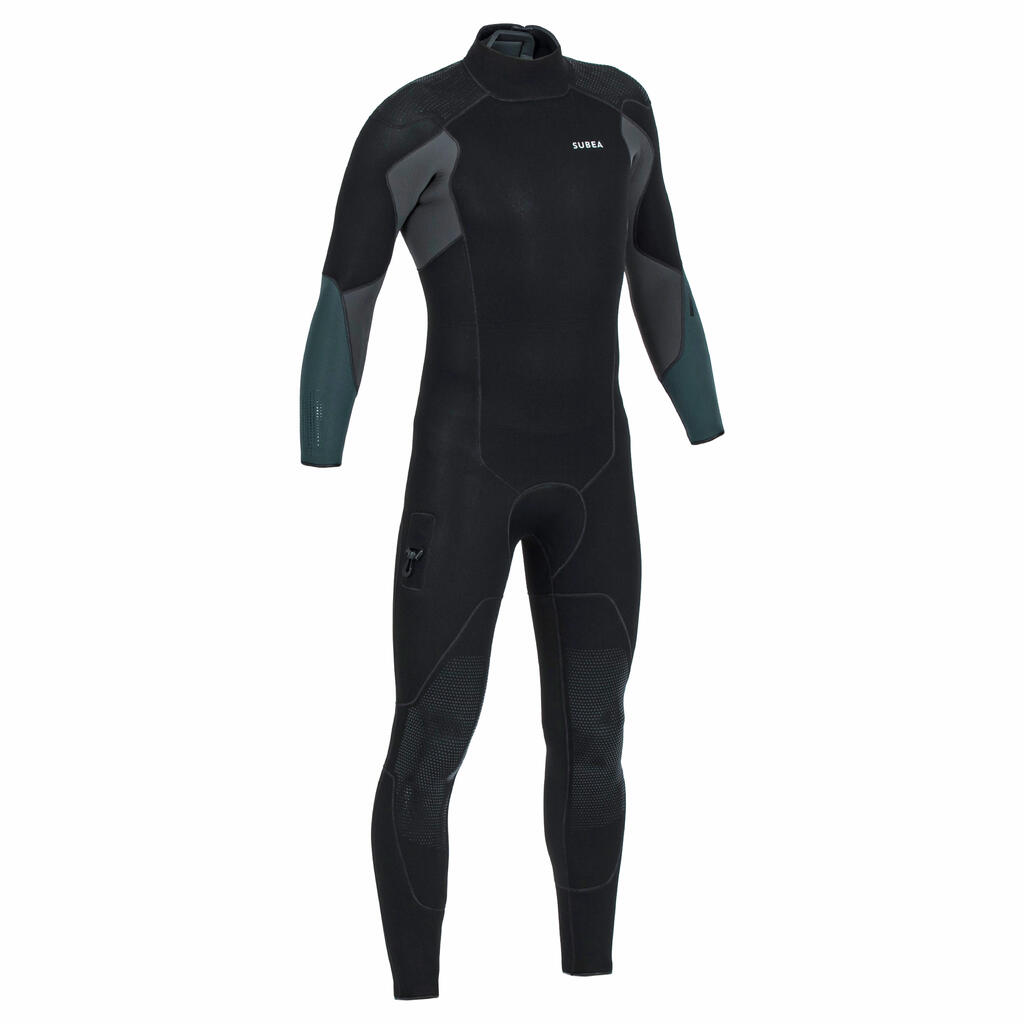 Men's scuba diving 5 mm neoprene wetsuit SCD 900 black khaki