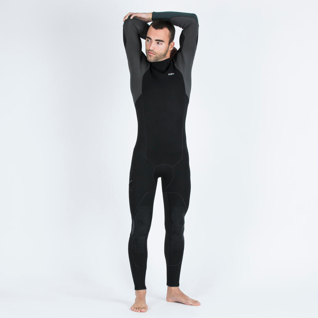 Men's scuba diving 5 mm neoprene wetsuit SCD 900 black khaki