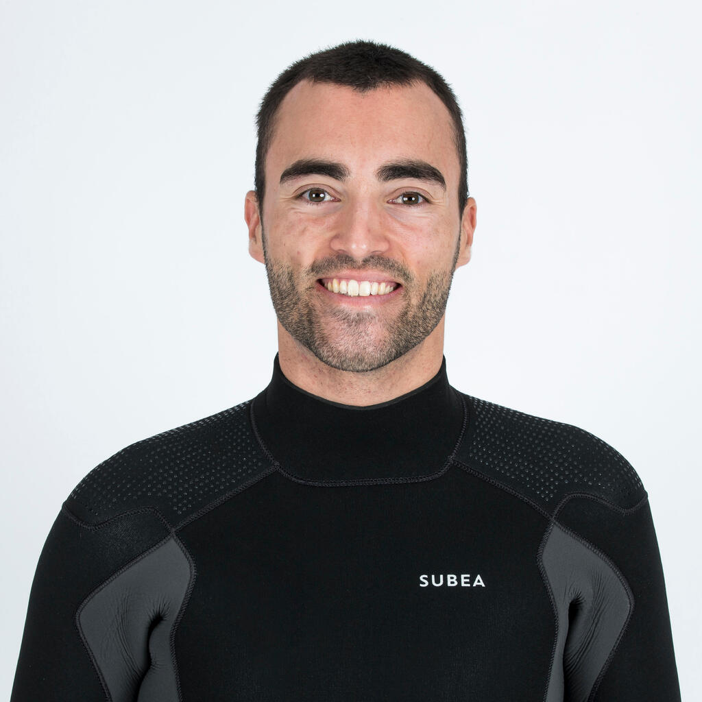 Men's scuba diving 5 mm neoprene wetsuit SCD 900 black khaki