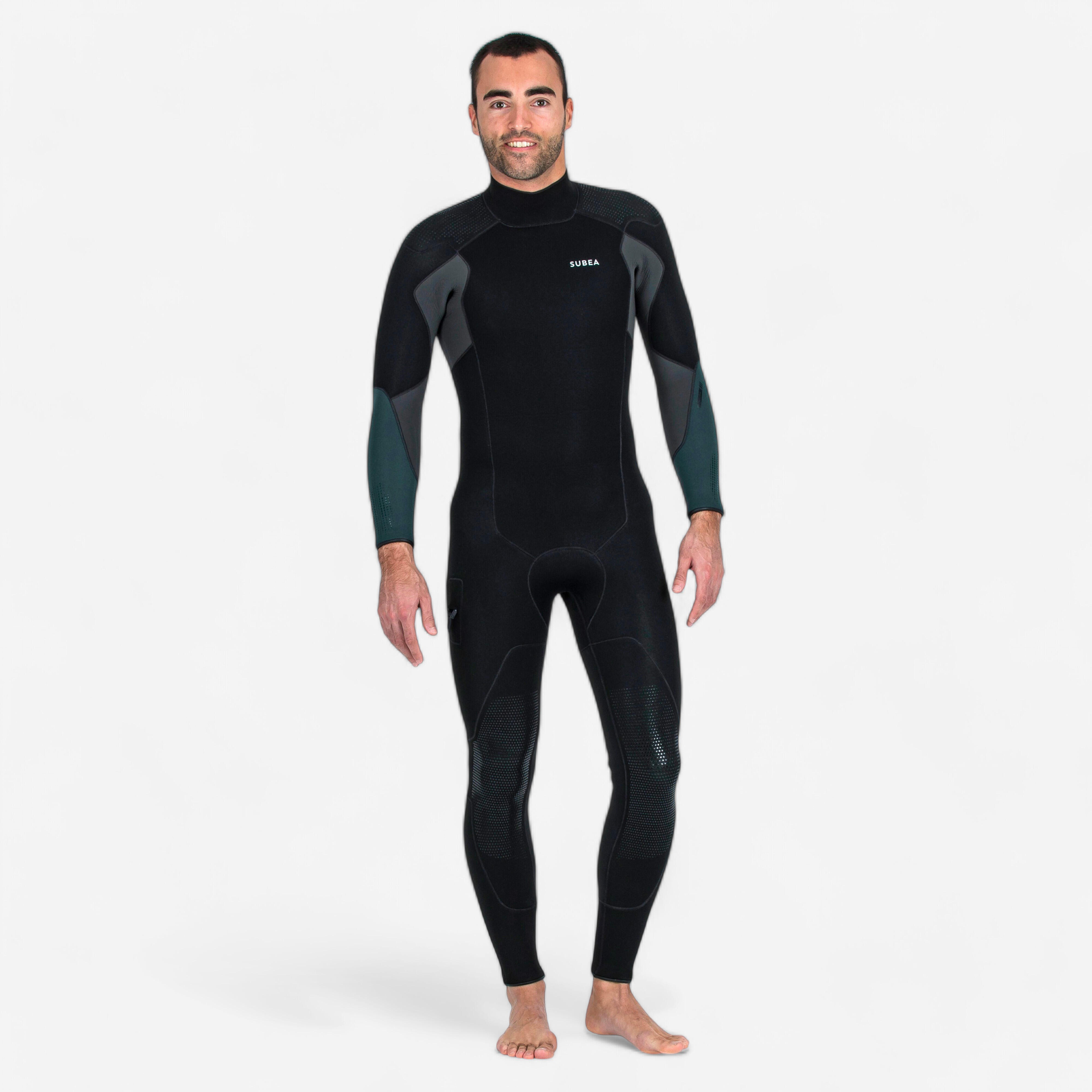 Fato de neoprene de mergulho scd 900 homem 5 mm preto caqui