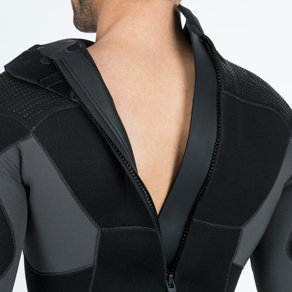 Men's scuba diving 5 mm neoprene wetsuit SCD 900 black khaki