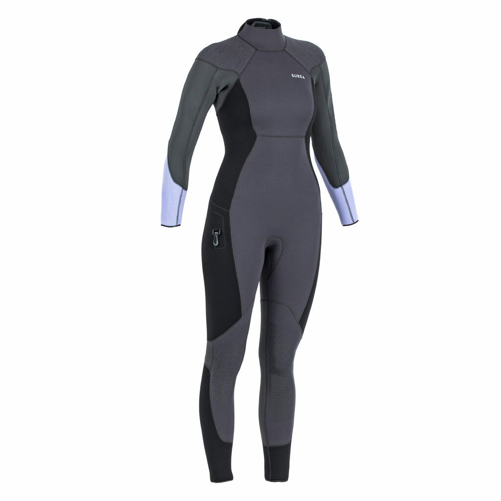 Žensko neoprensko odelo debljine 5 mm za ronjenje s bocom SCD 900 crno