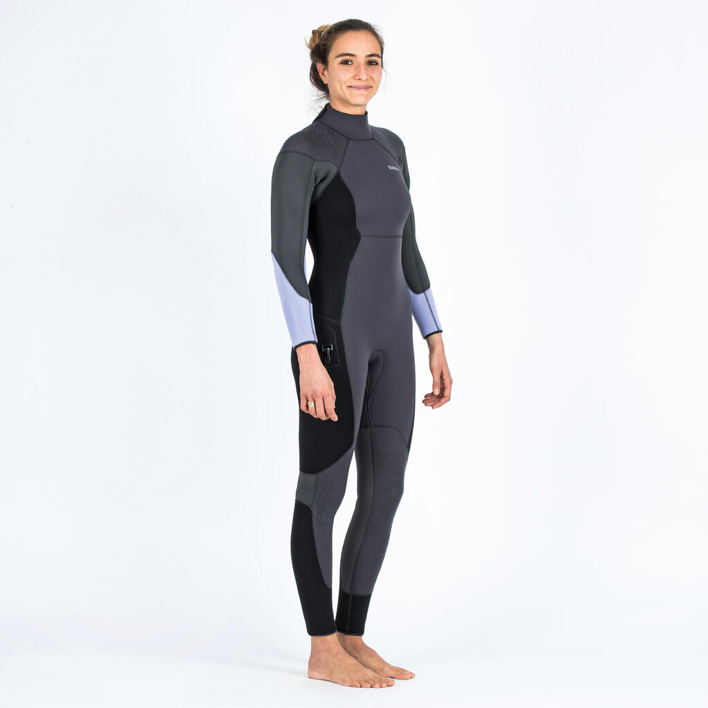 Women's scuba diving 5 mm neoprene wetsuit SCD 500 Lilac black