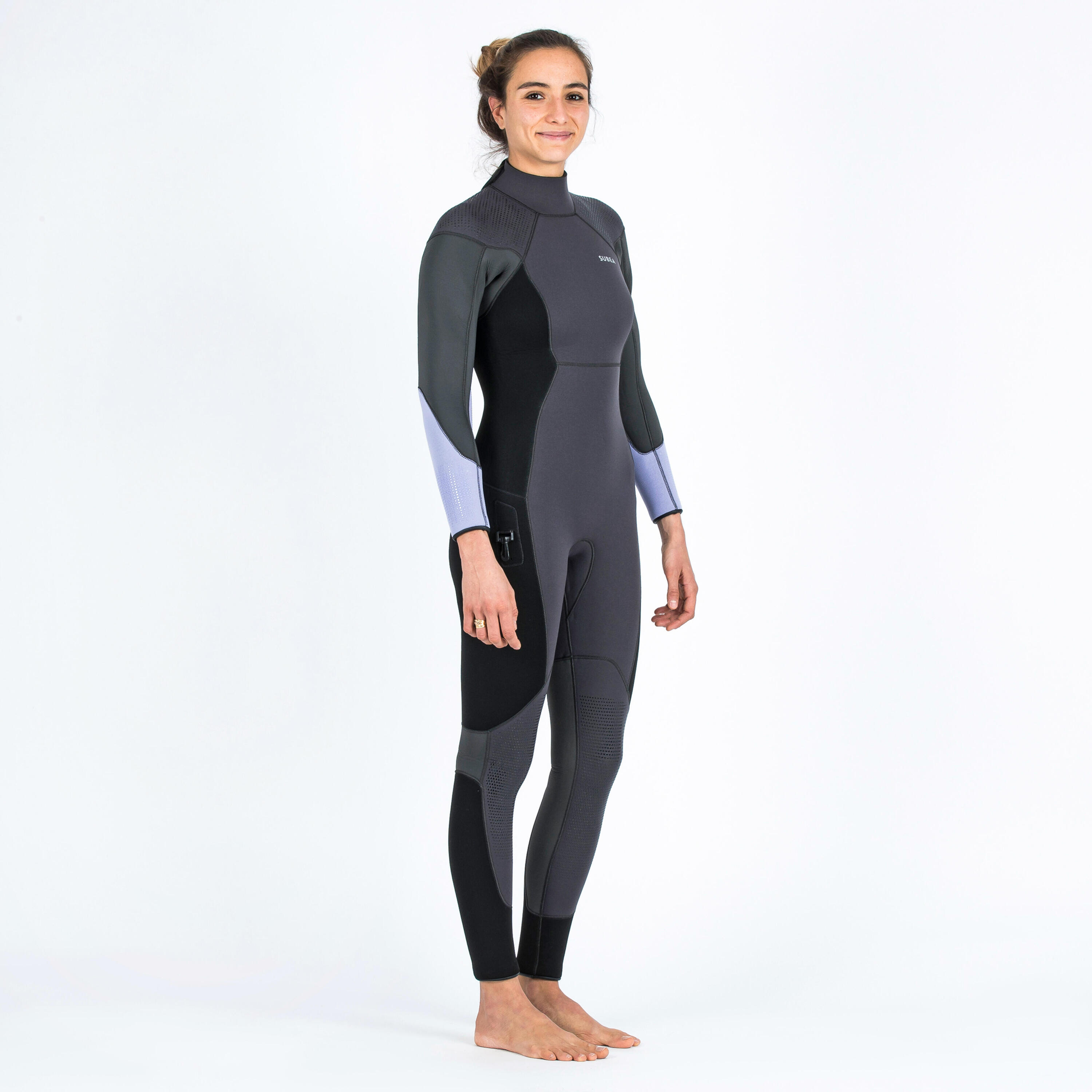 Women's scuba diving 5 mm neoprene wetsuit SCD 500 Lilac black 2/12