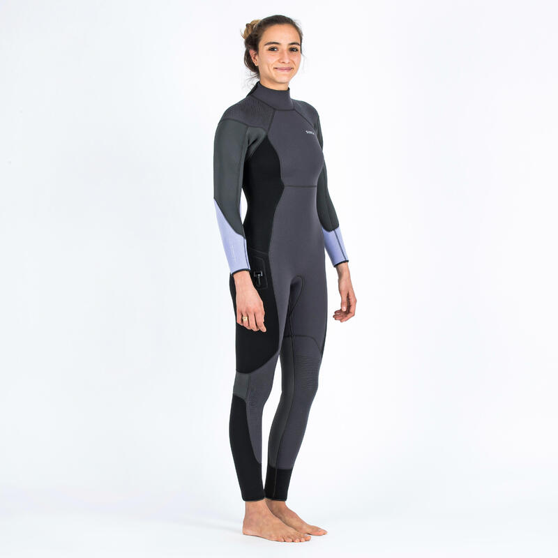 Fato de Mergulho em Neoprene SCD 500 Mulher 5 mm preto lilás