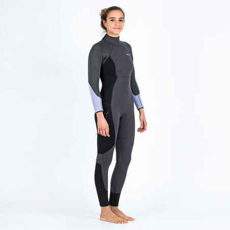 Women's scuba diving 5 mm neoprene wetsuit SCD 500 Lilac black